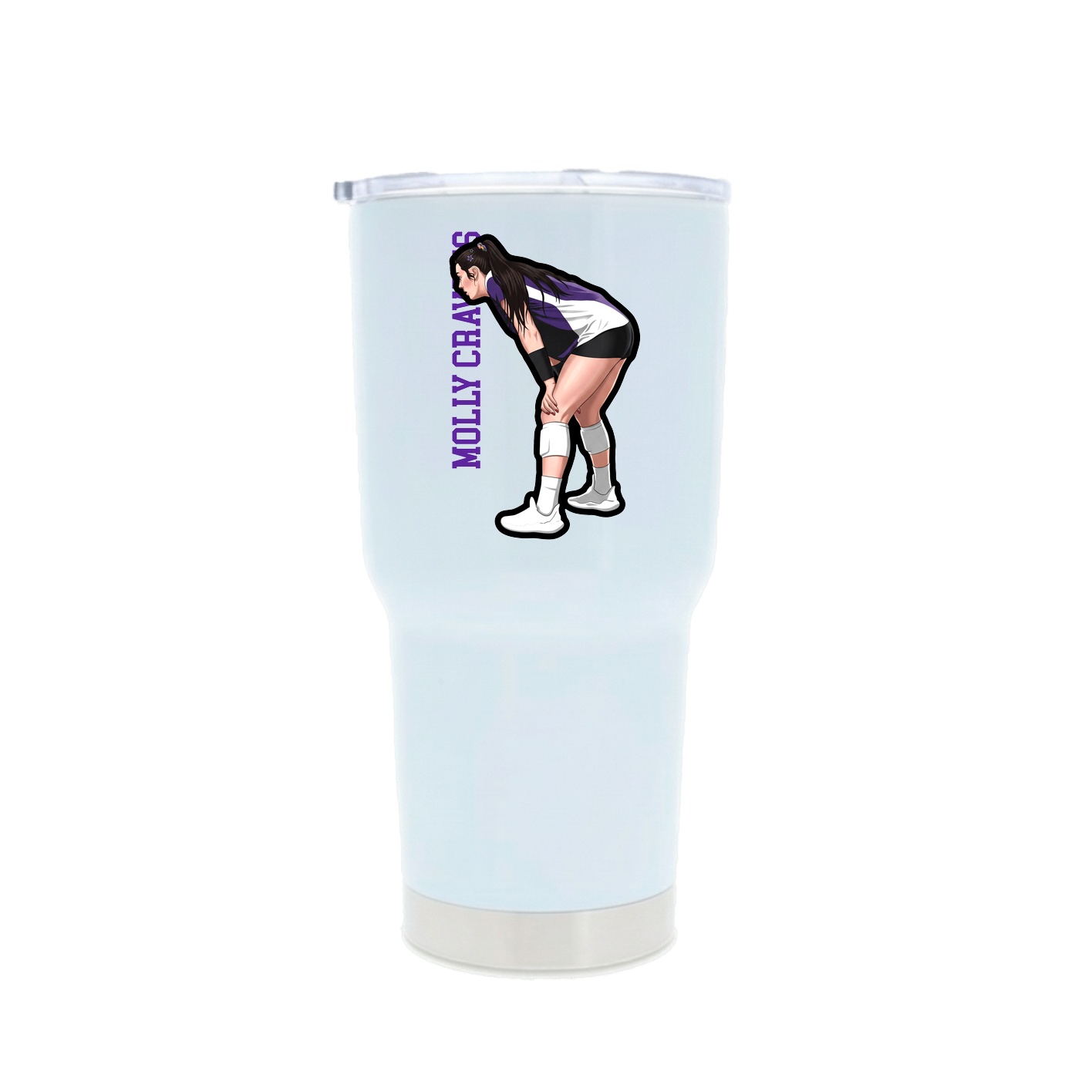 30oz Stainless Steel Tumbler — Name Vertical in White