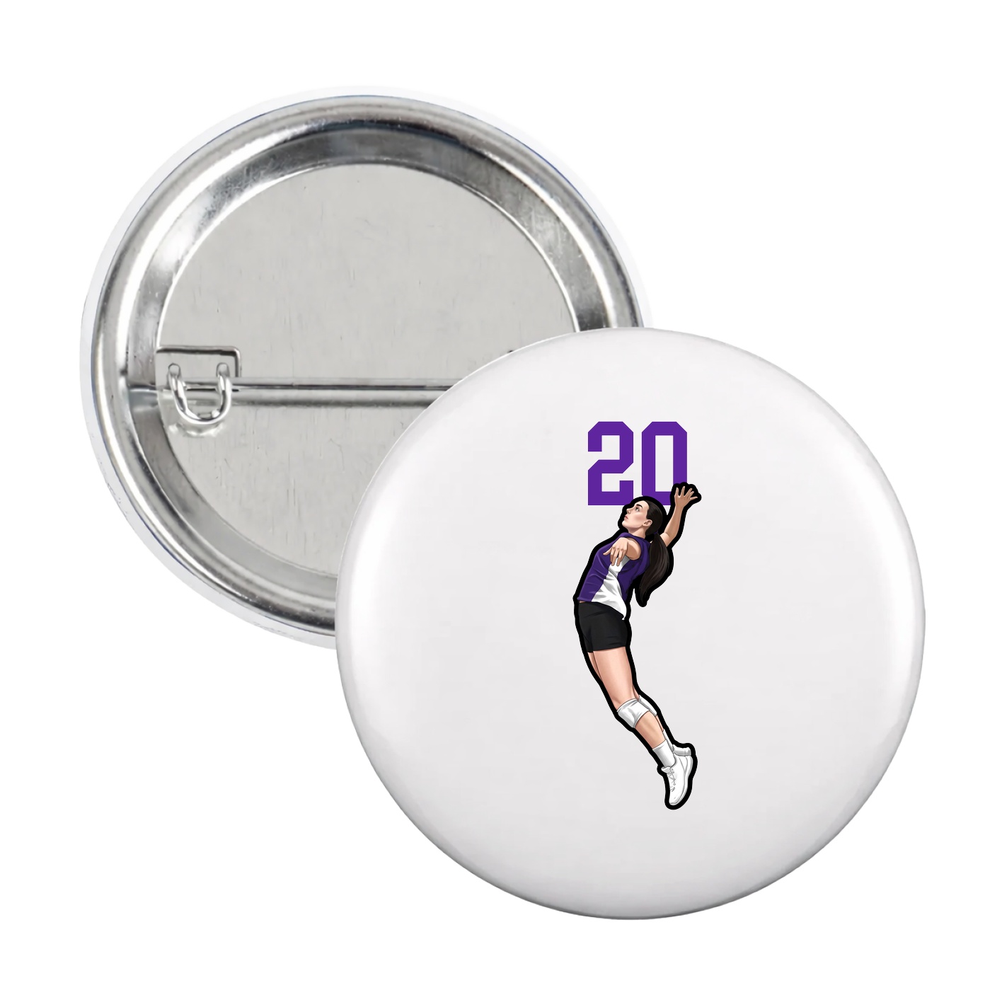 Game Day Button — Number Top in White