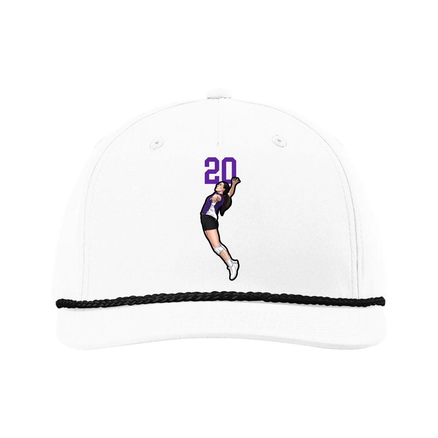 Five-Panel Classic Rope Cap — Number Top in White