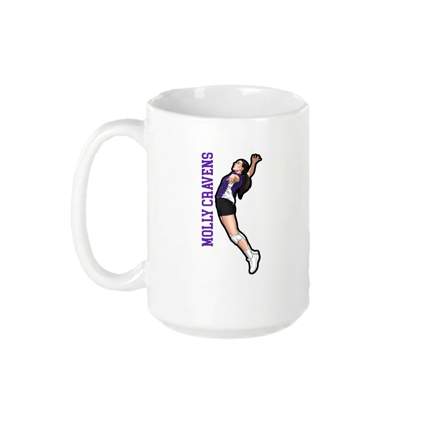 15oz Coffee Mug — Name Vertical in White