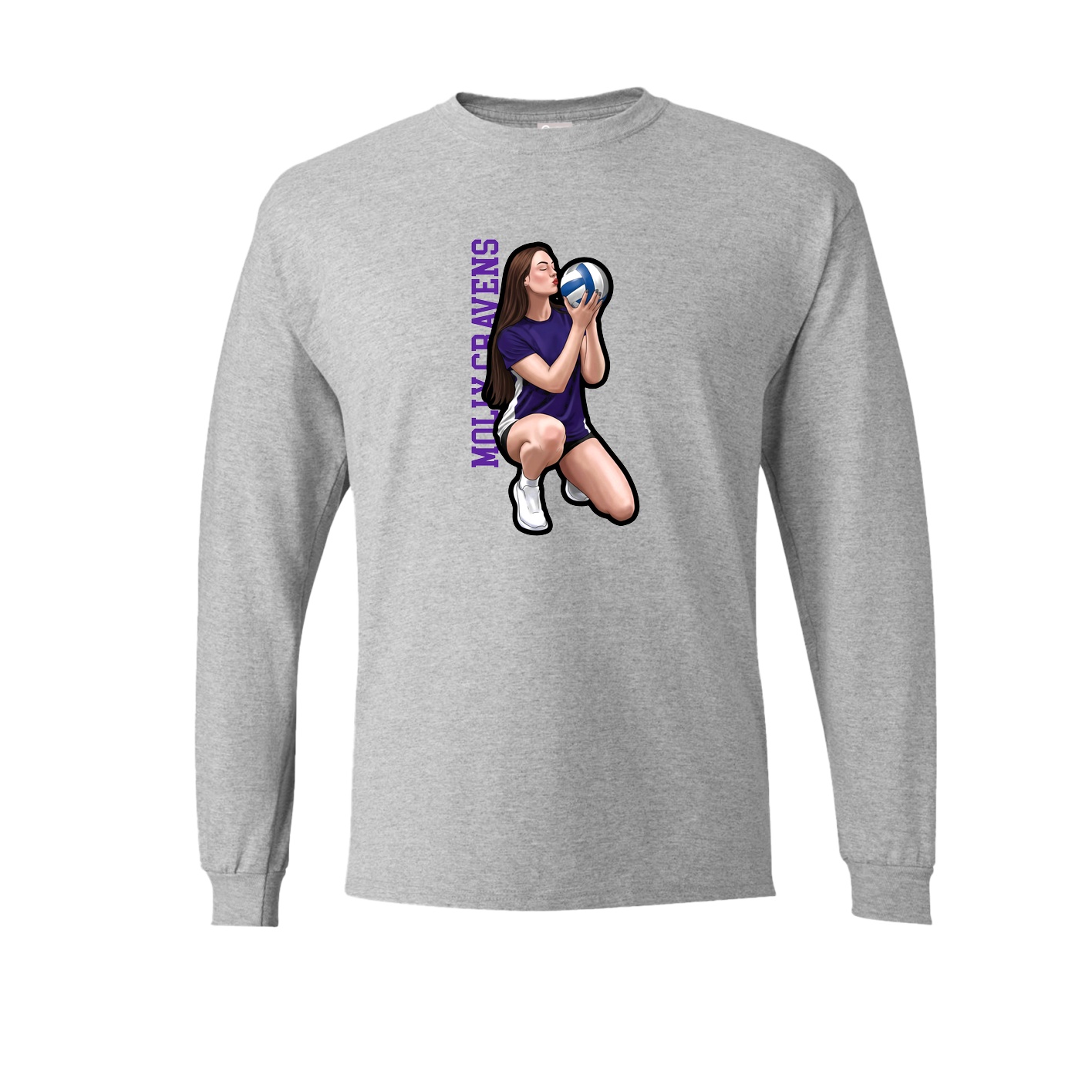 Long Sleeve Tee — Name Vertical in Grey