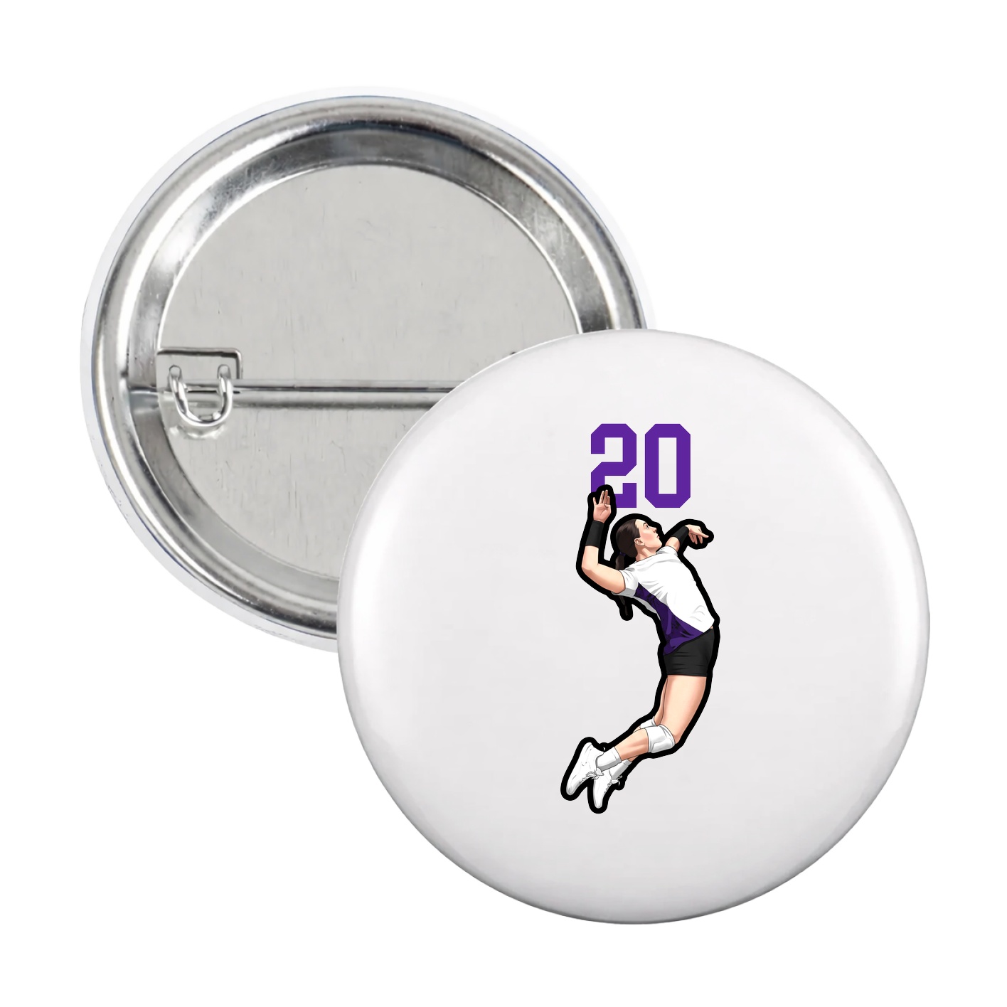 Game Day Button — Number Top in White