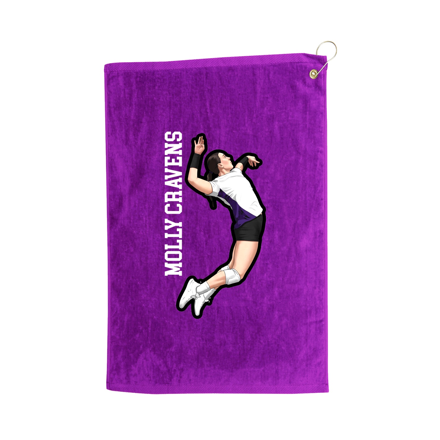 Golf Towel — Name Vertical in Purple