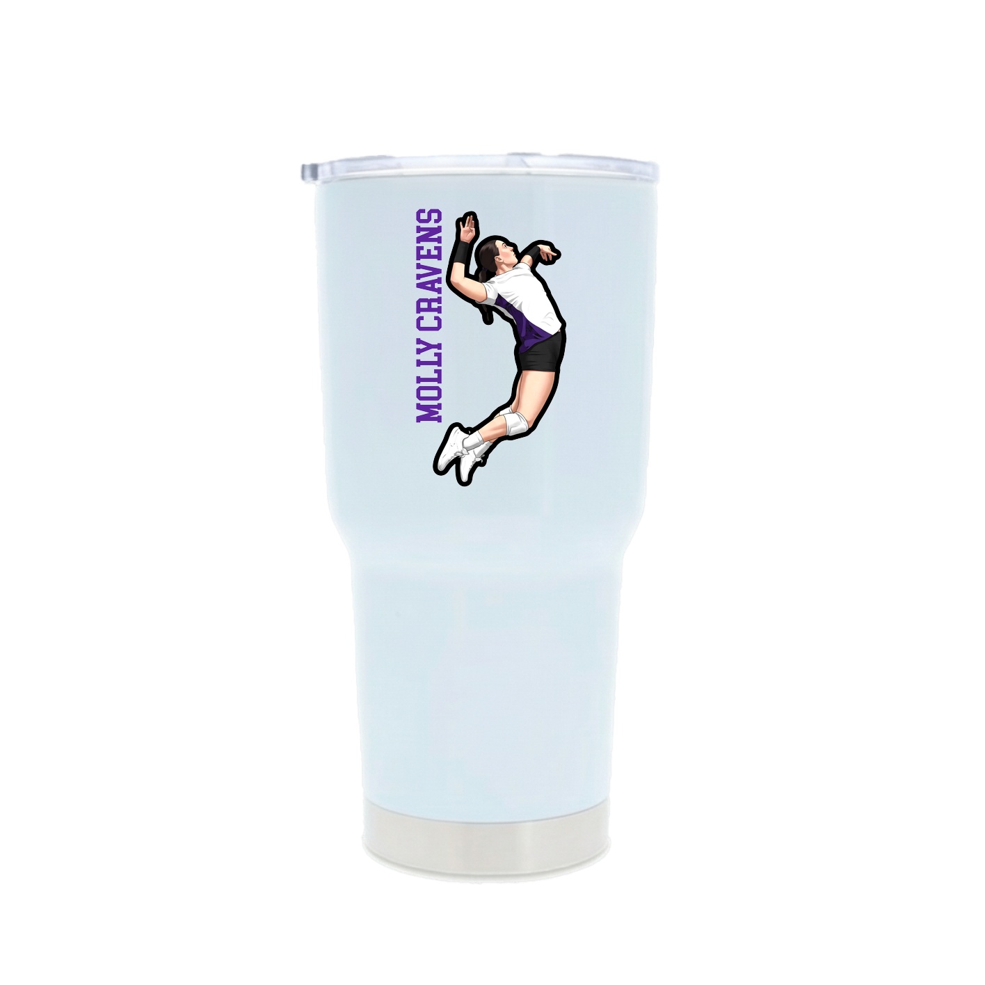 30oz Stainless Steel Tumbler — Name Vertical in White