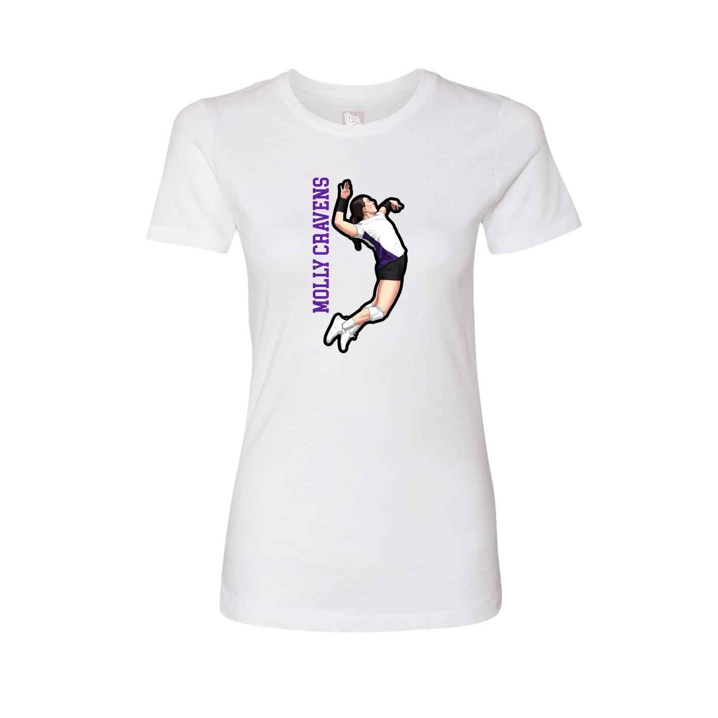 Fitted Women's Tee — Name Vertical in White