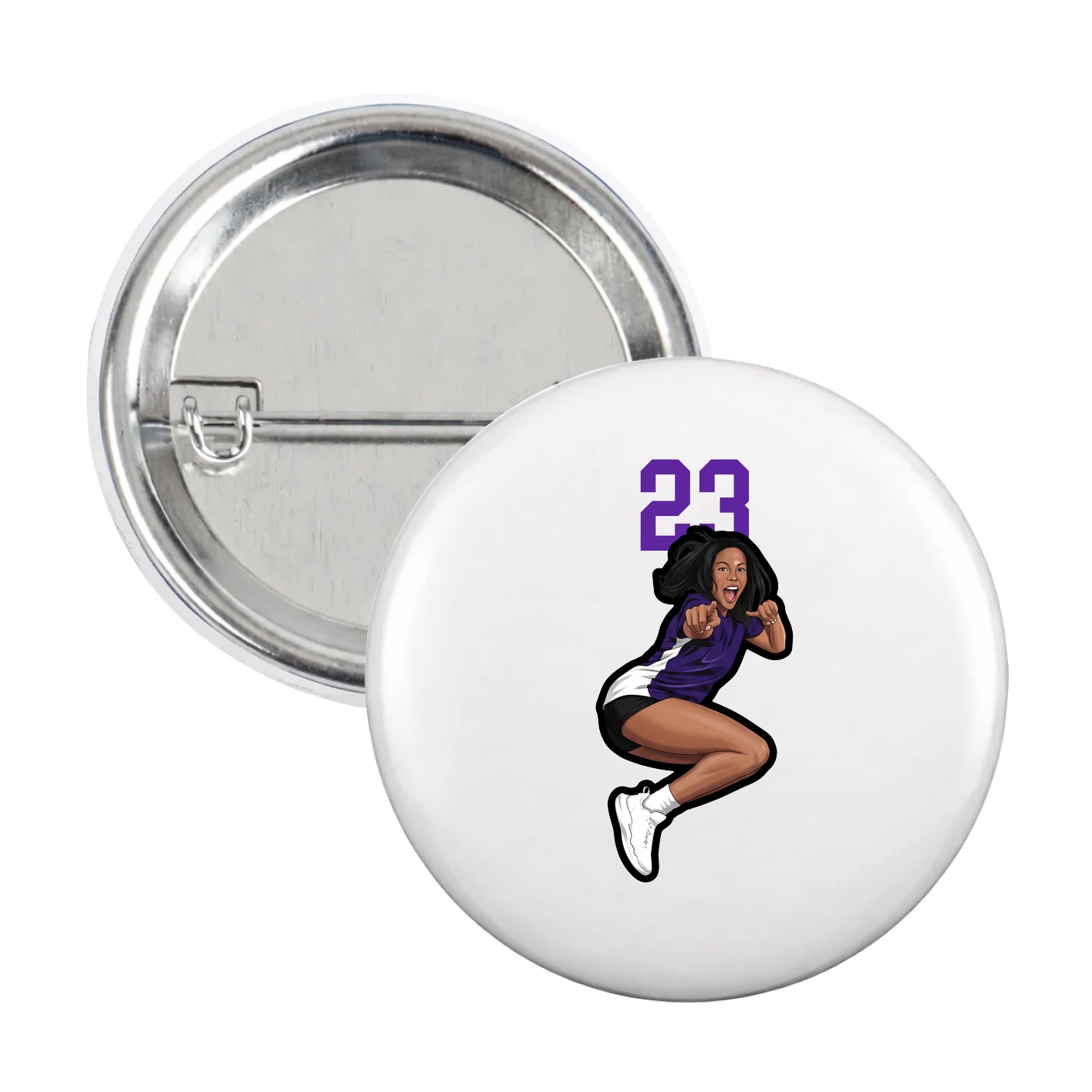 Game Day Button — Number Top in White