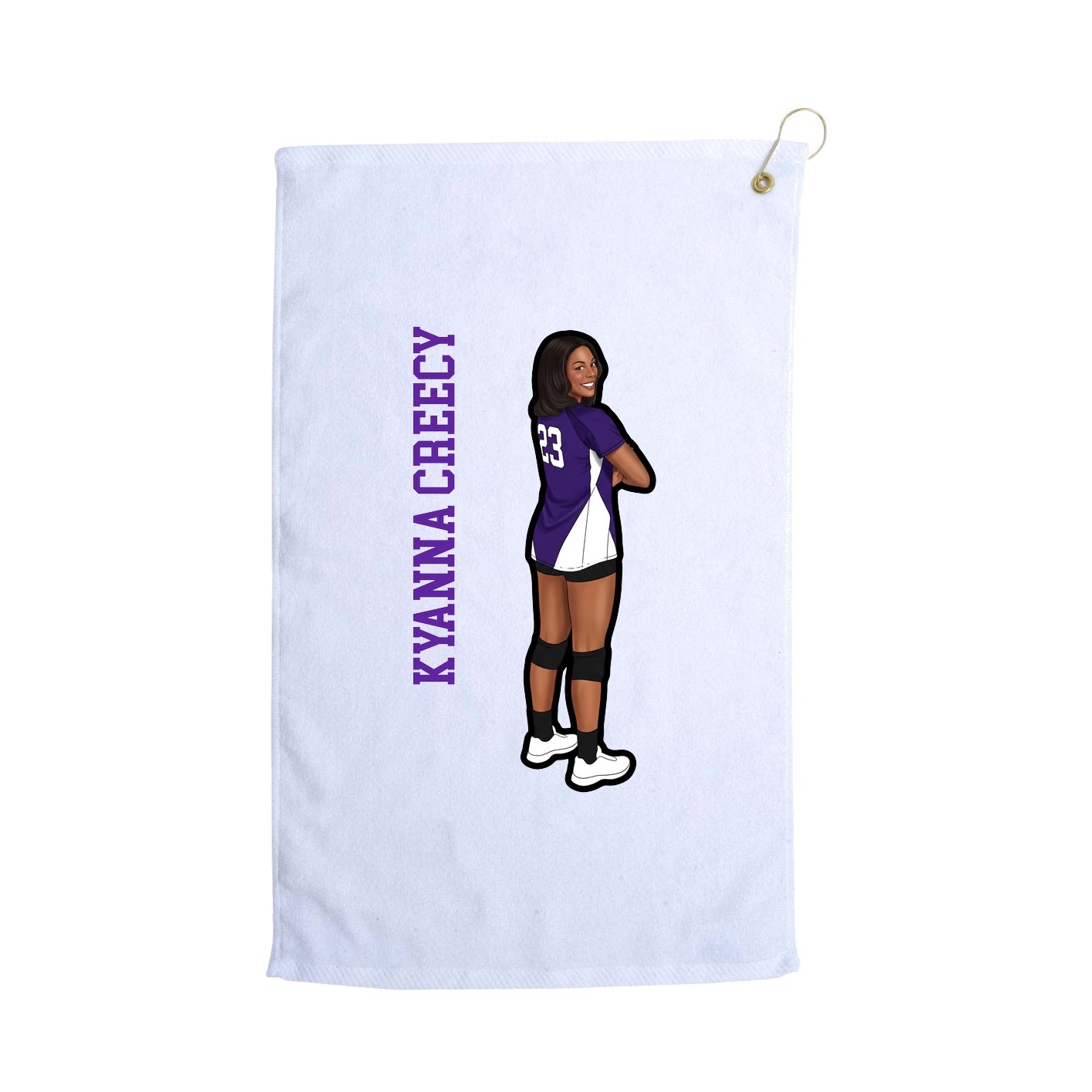 Golf Towel — Name Vertical in White