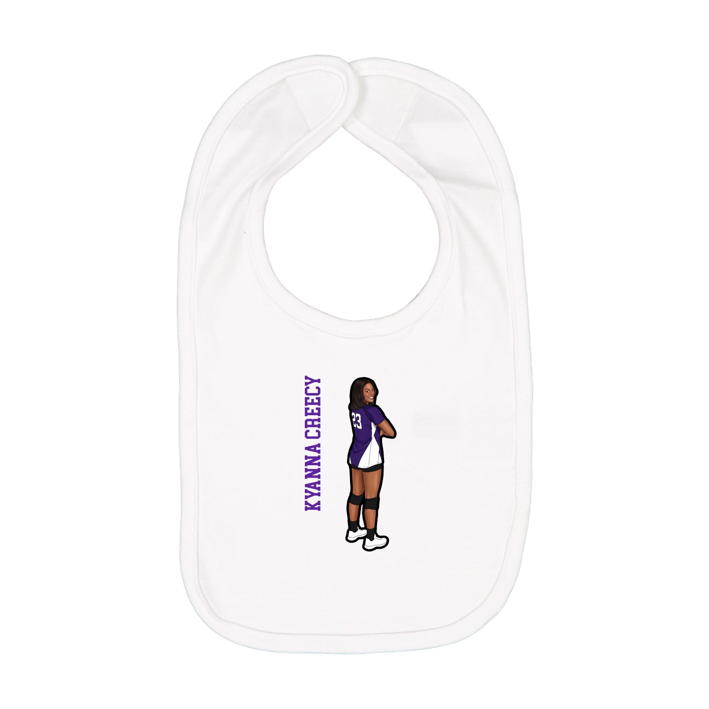 Infant Bib — Name Vertical in White