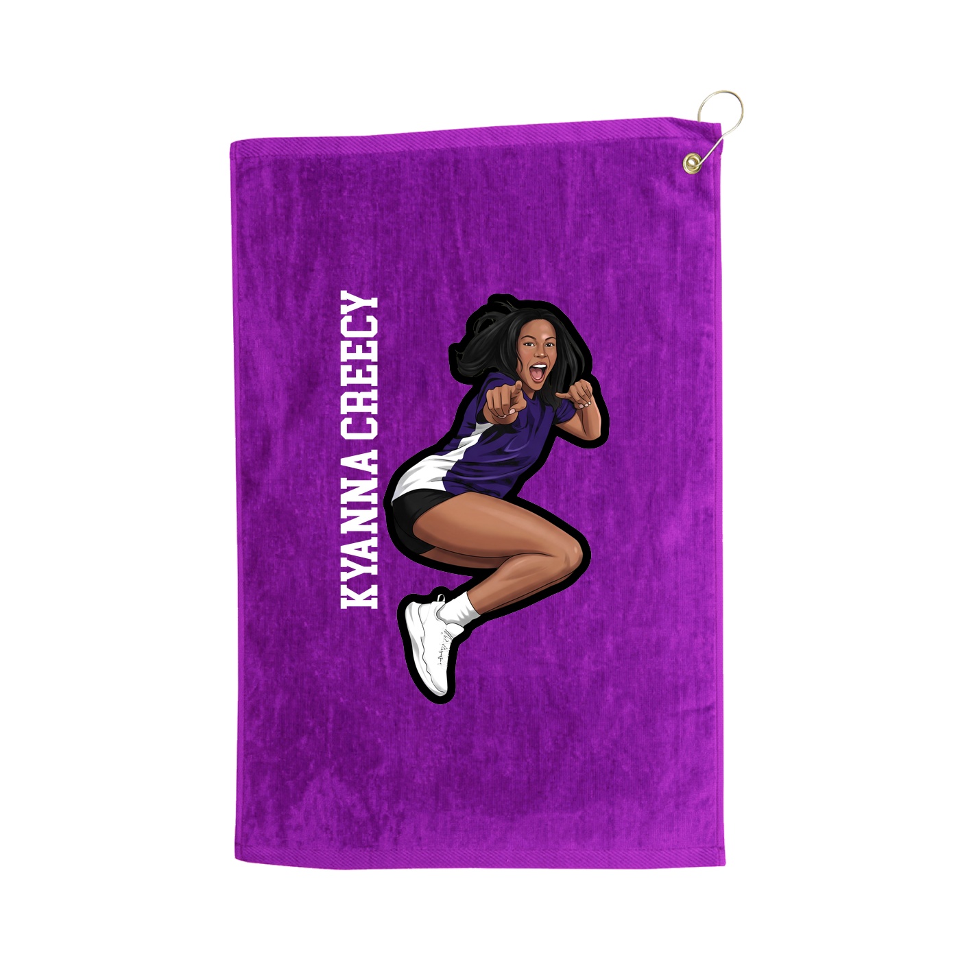 Golf Towel — Name Vertical in Purple