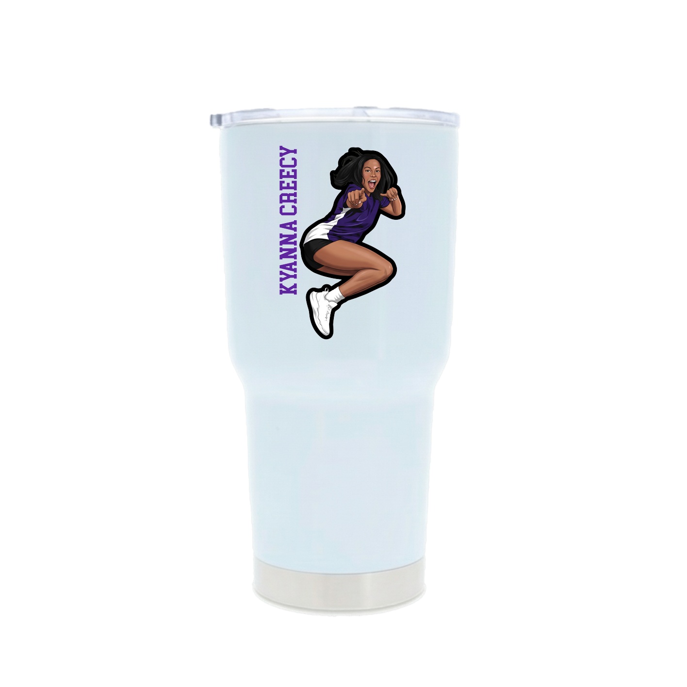 30oz Stainless Steel Tumbler — Name Vertical in White