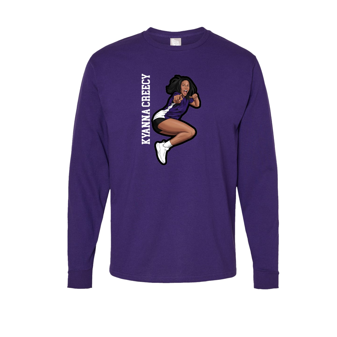 Long Sleeve Tee — Name Vertical in Purple