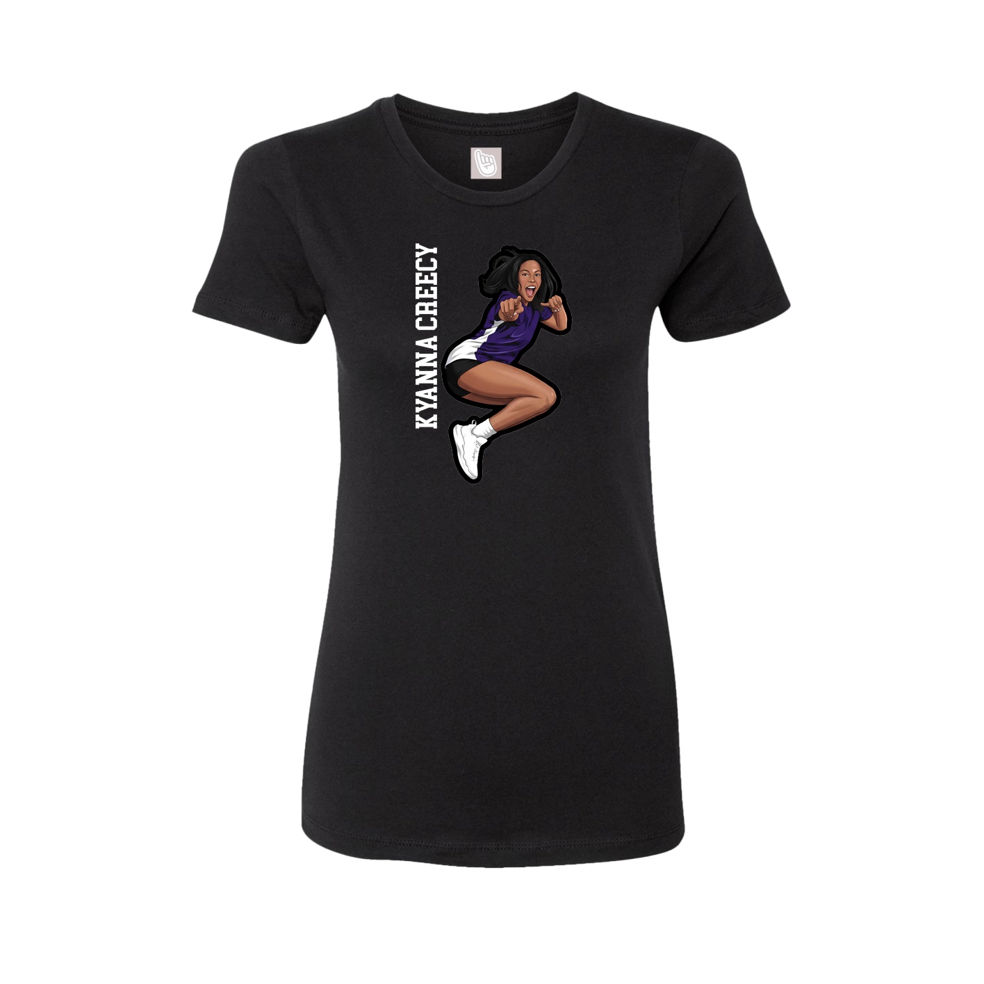 Fitted Women's Tee — Name Vertical in Black
