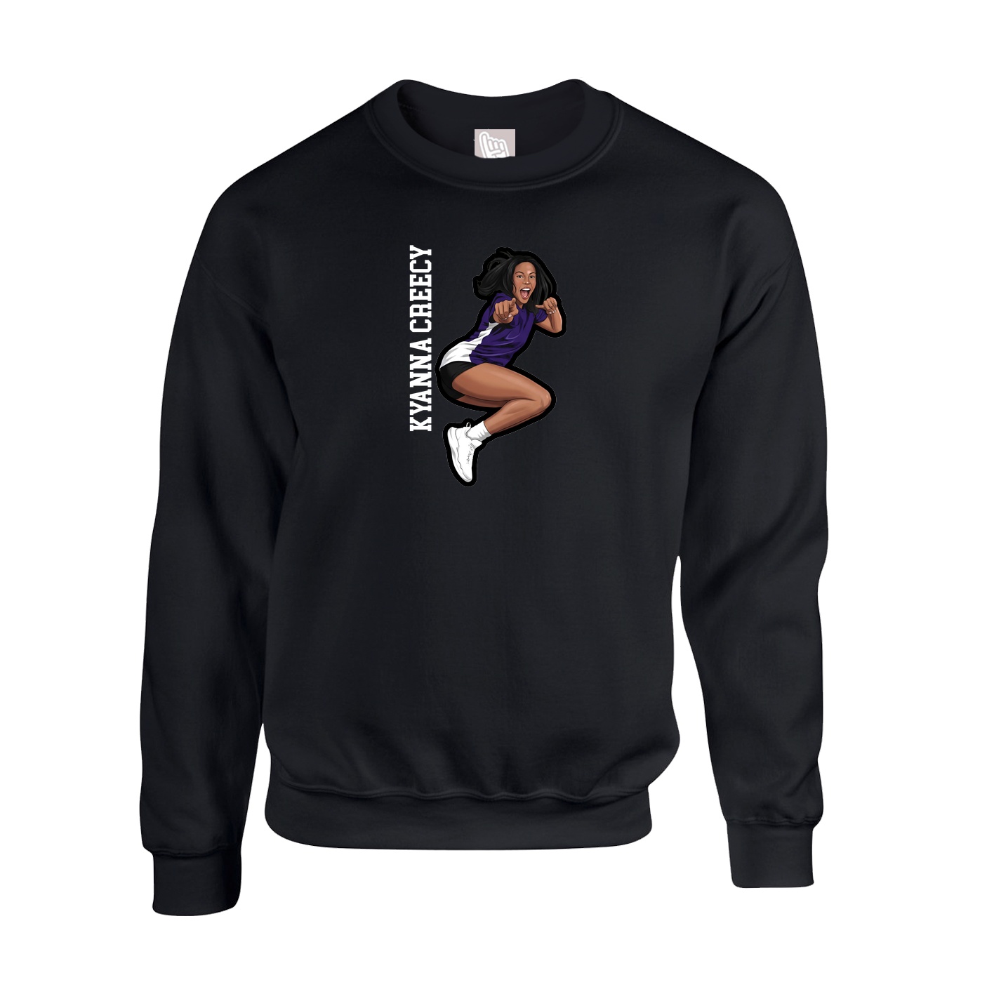 Fleece Crew — Name Vertical in Black