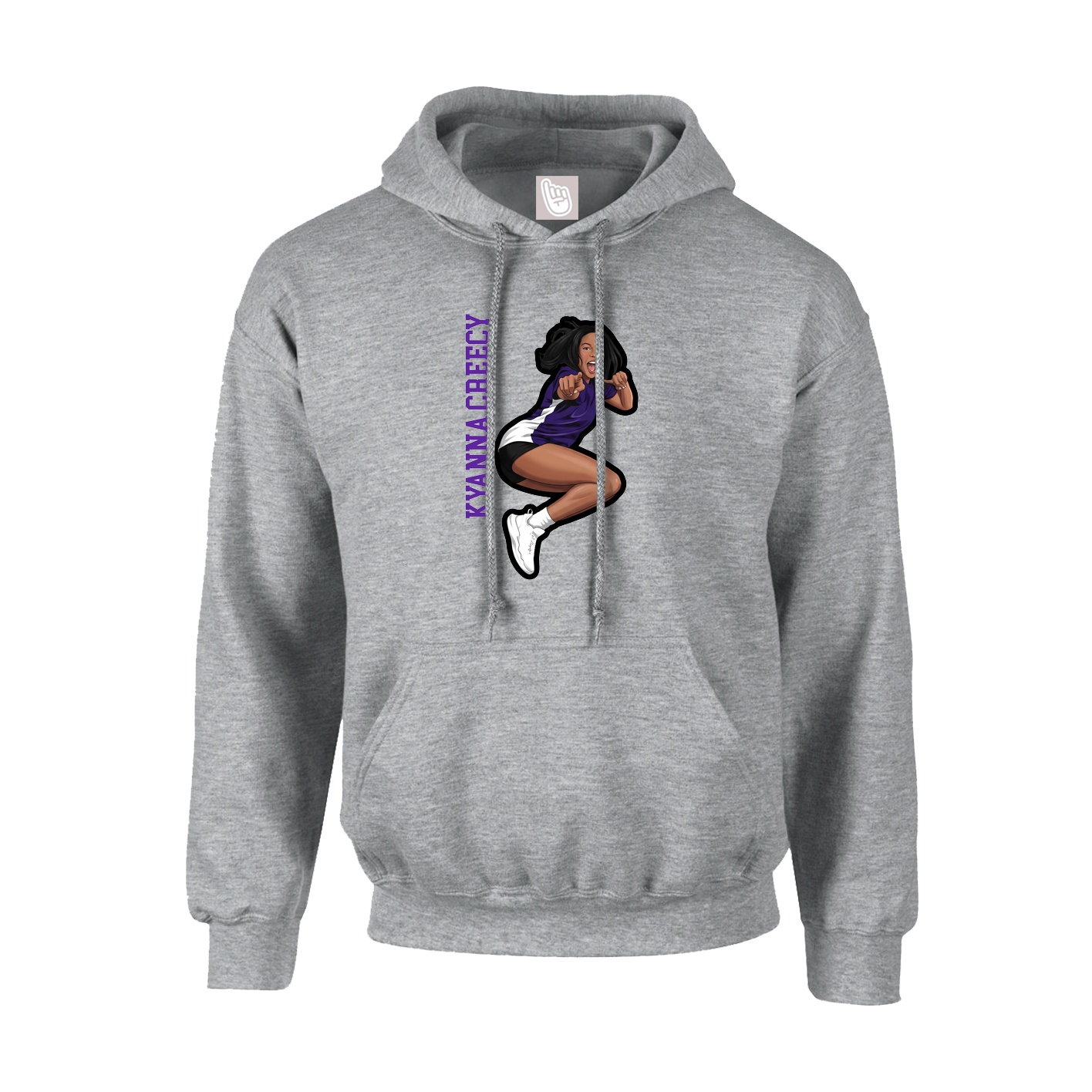 Youth Hoodie — Name Vertical in Grey