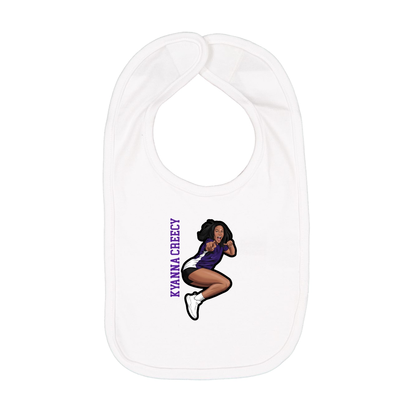 Infant Bib — Name Vertical in White