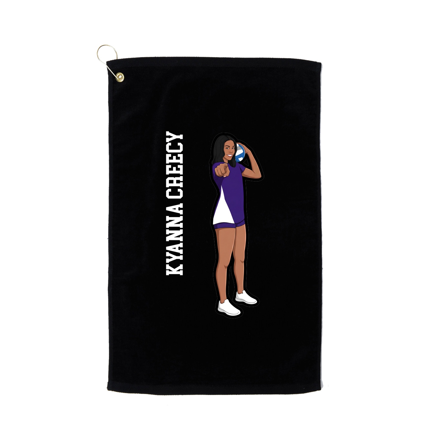 Golf Towel — Name Vertical in Black