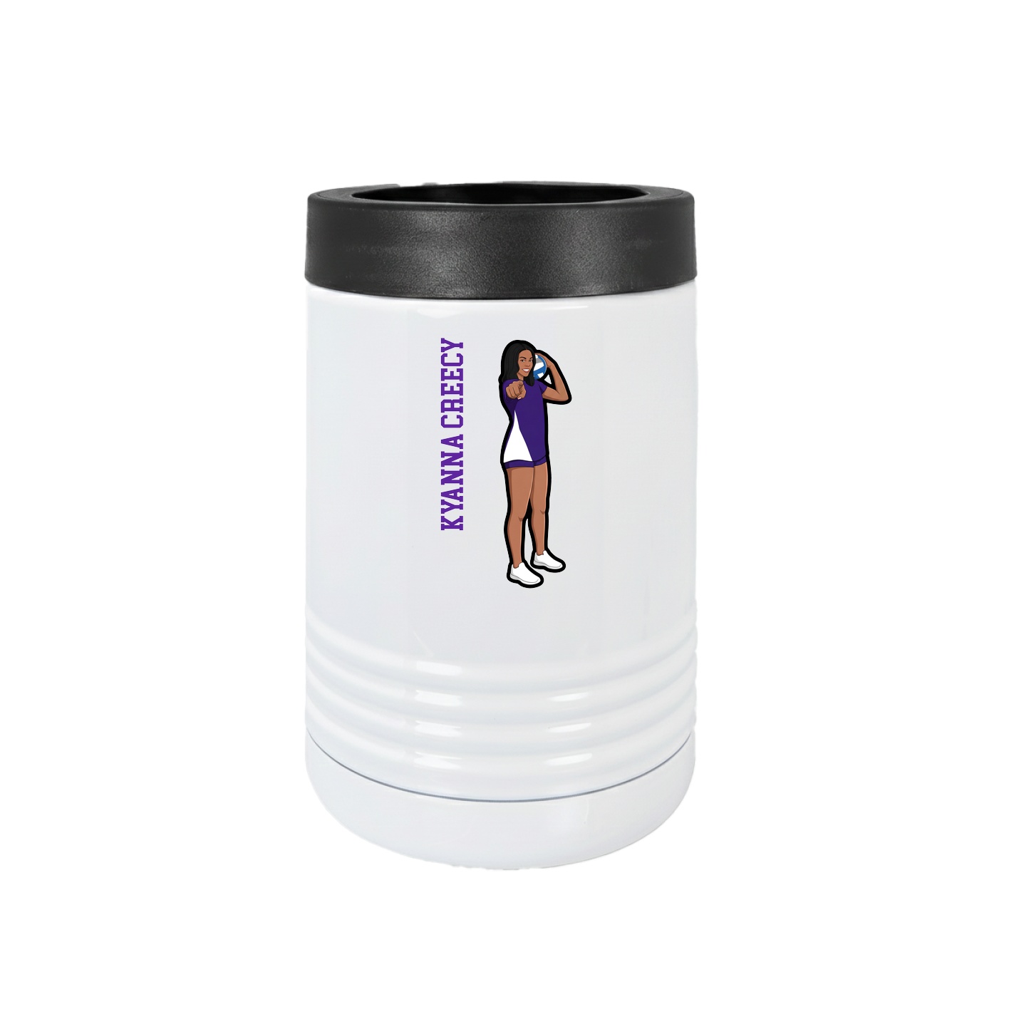 Beverage Holder — Name Vertical in White