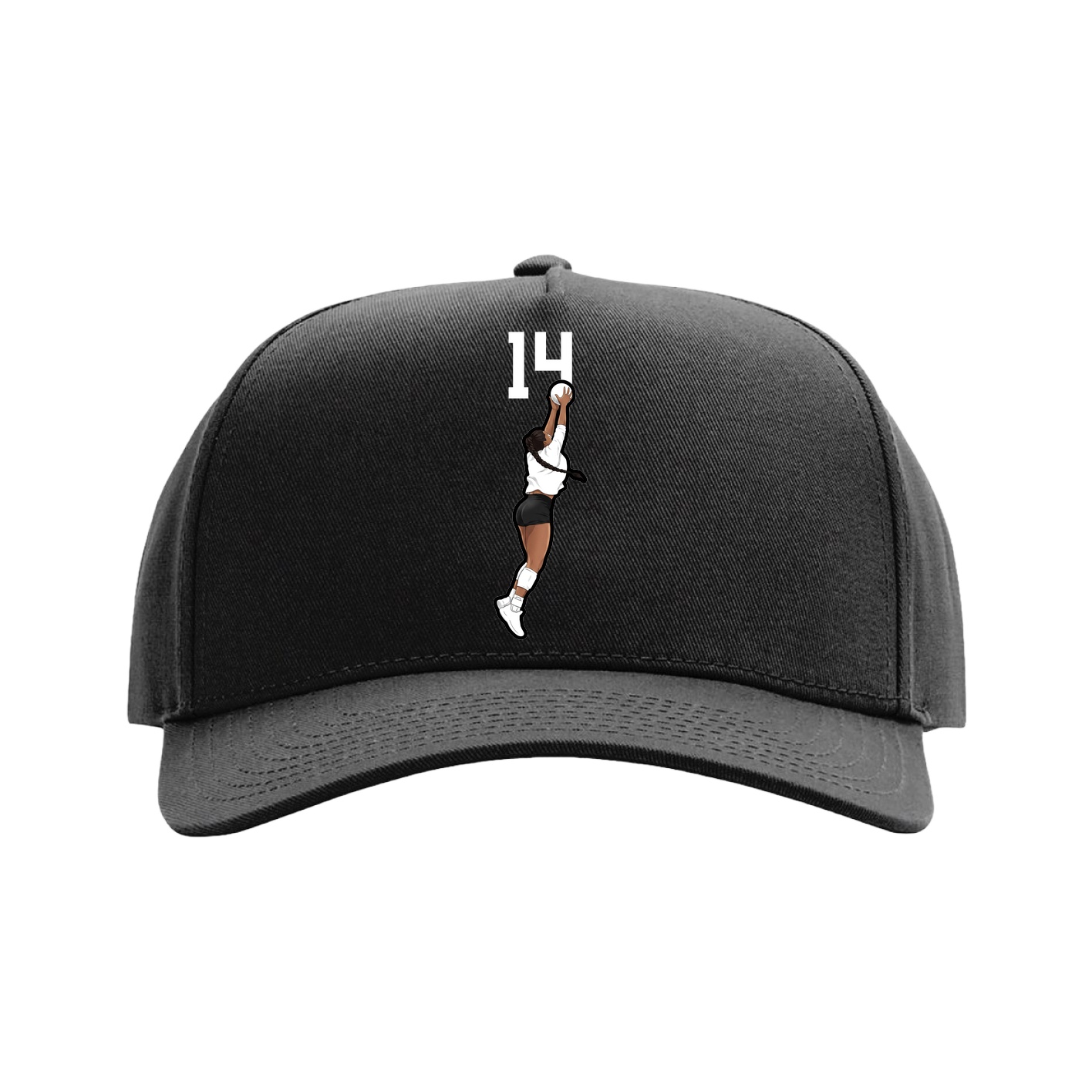 Full Fabric Five-Panel Champ Cap — Number Top in Black