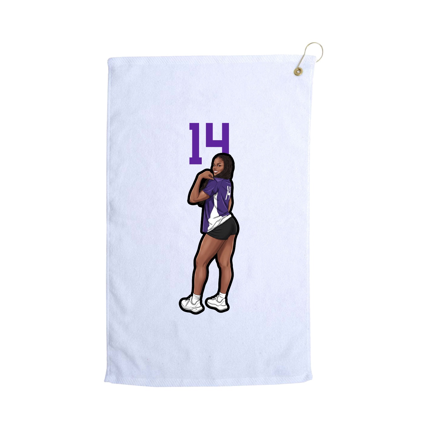 Golf Towel — Number Top in White