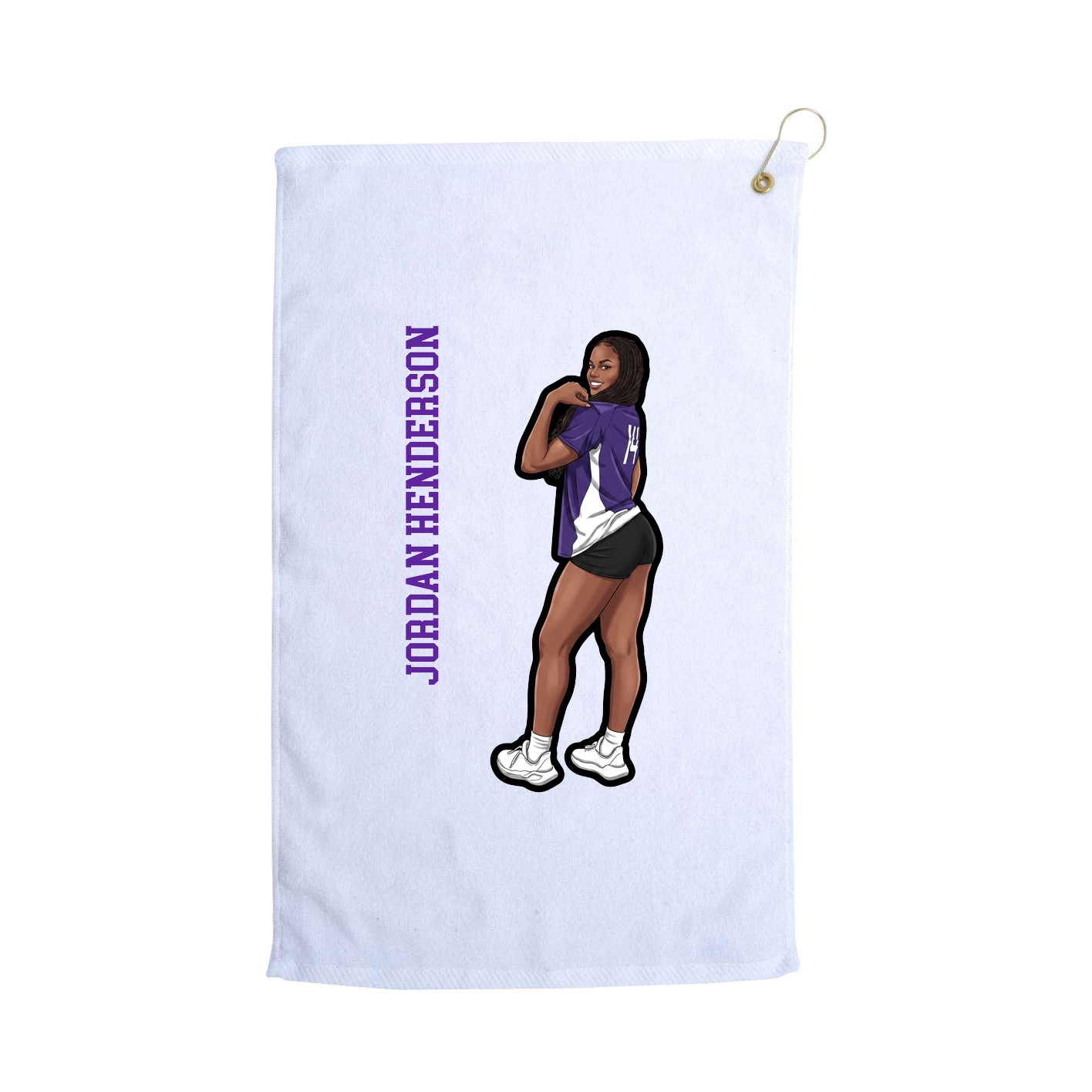 Golf Towel — Name Vertical in White