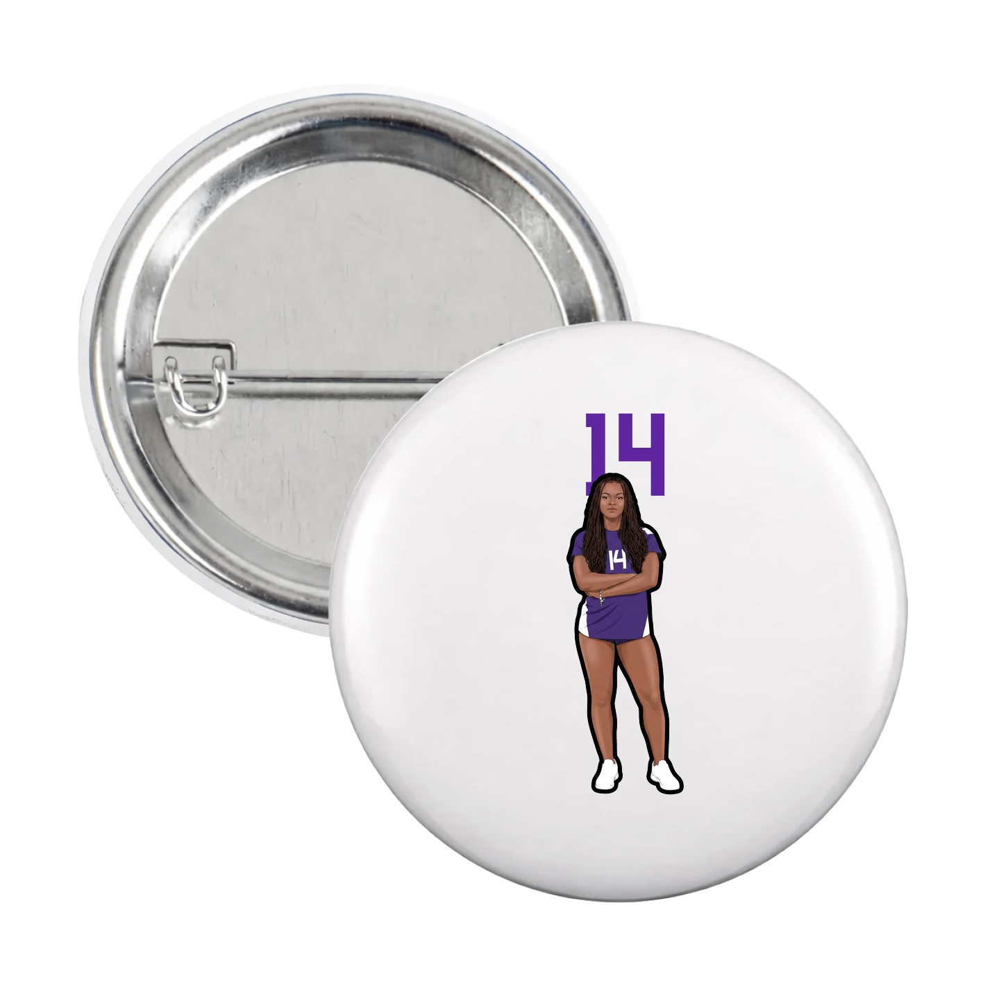 Game Day Button — Number Top in White