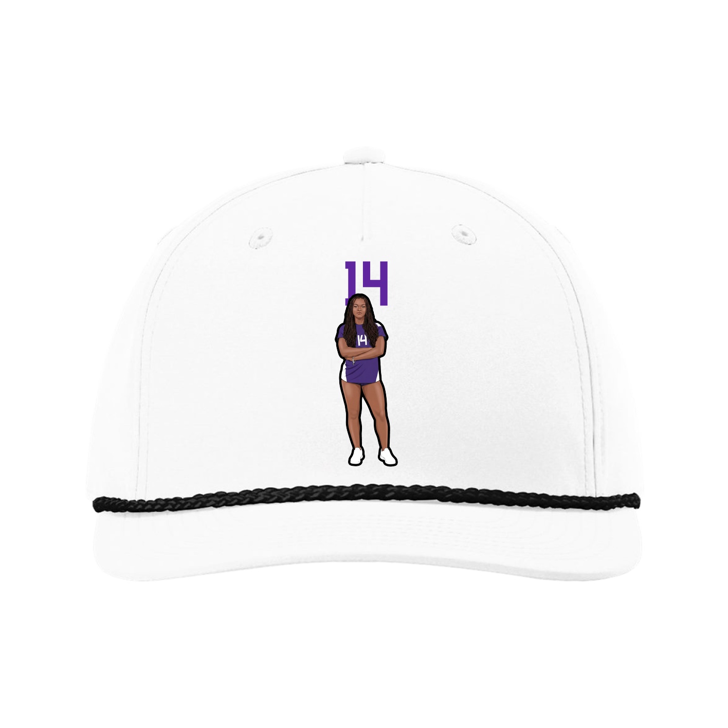 Five-Panel Classic Rope Cap — Number Top in White