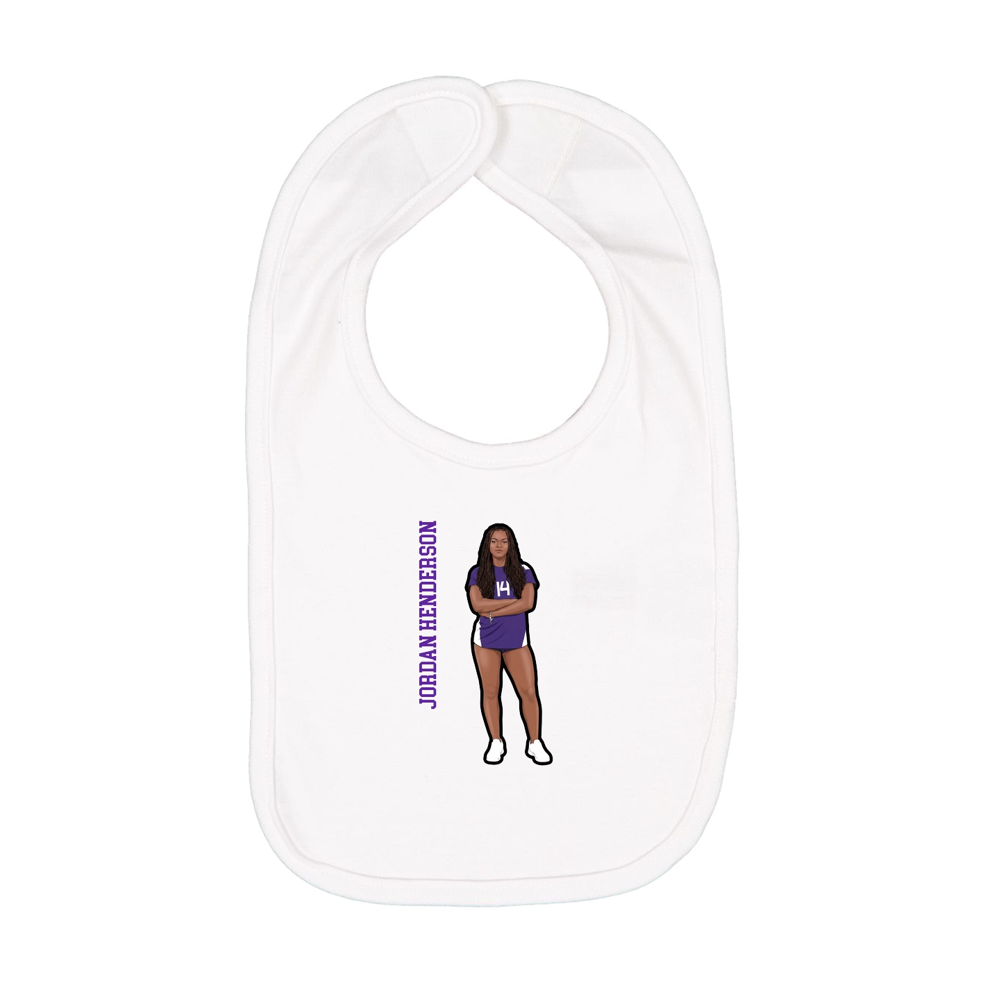 Infant Bib — Name Vertical in White