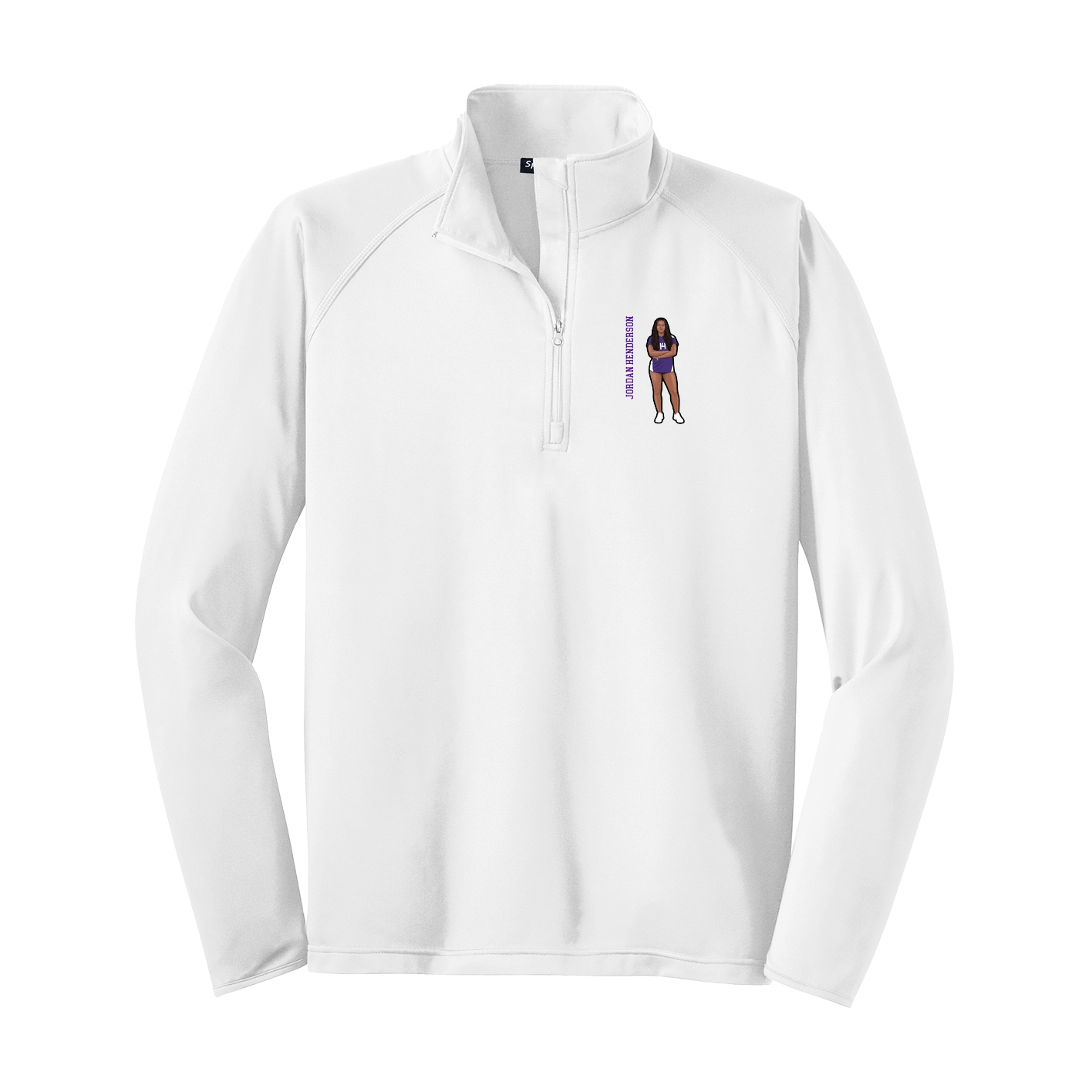 Q-Zip Pullover — Name Vertical in White