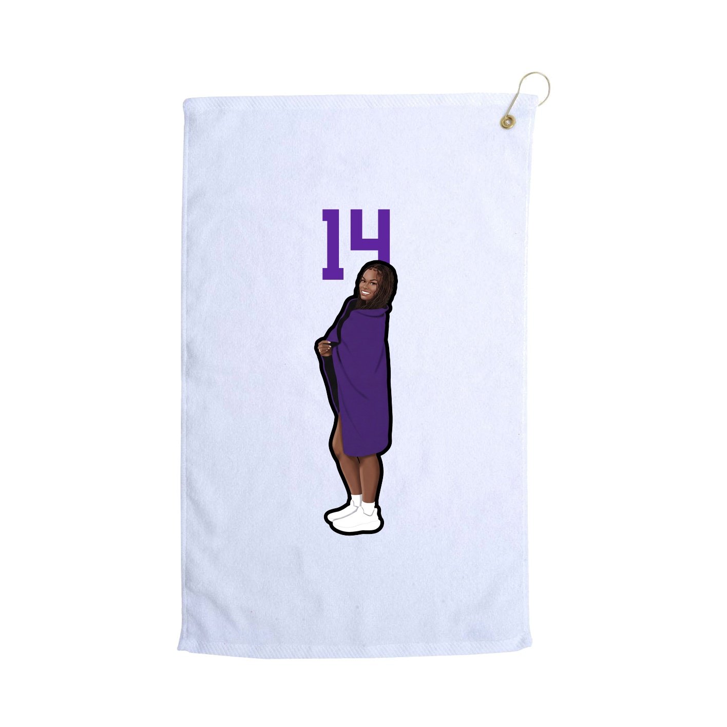 Golf Towel — Number Top in White