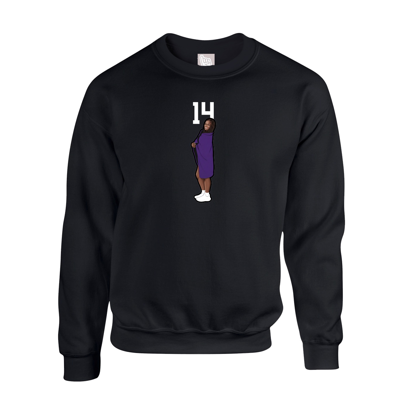 Fleece Crew — Number Top in Black