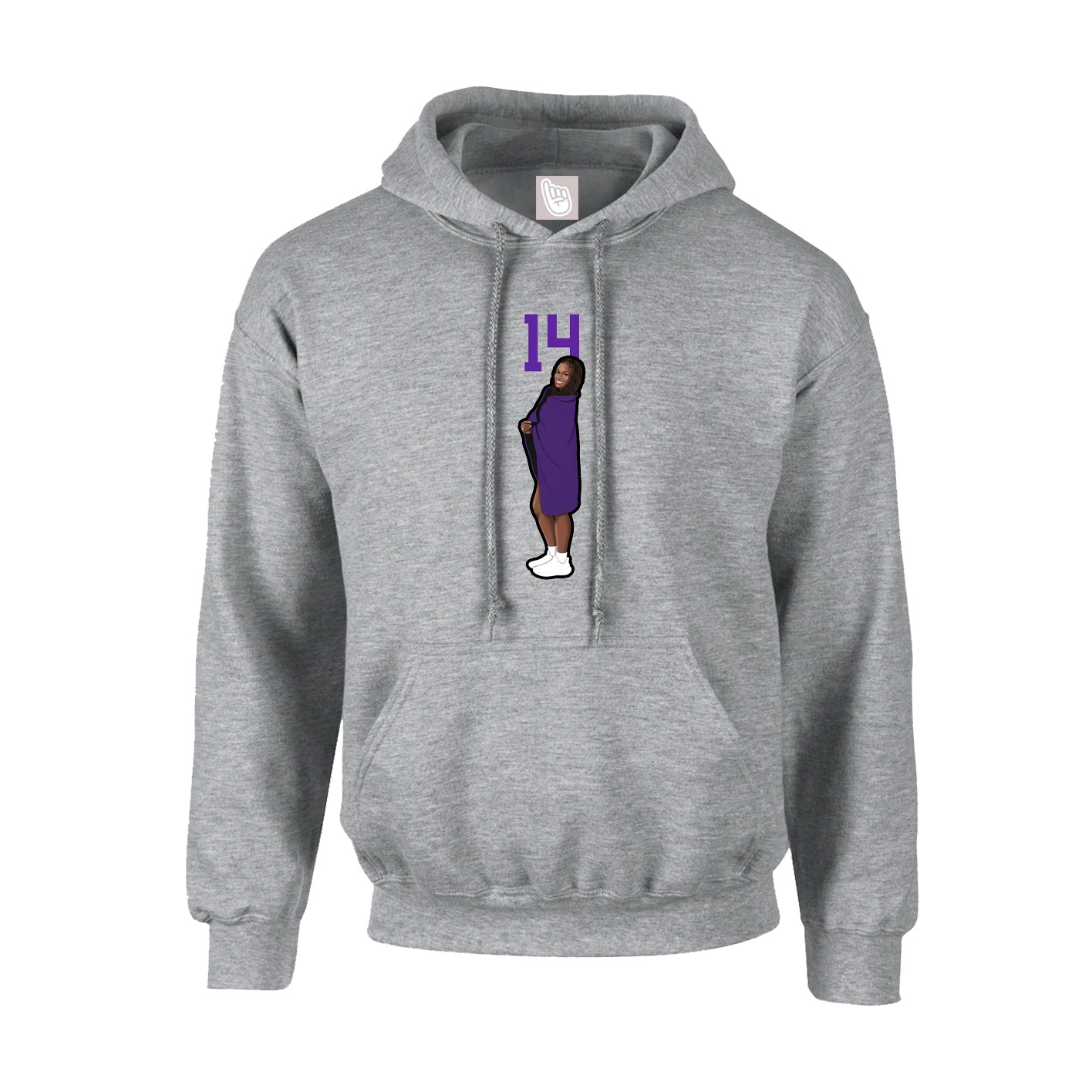 Youth Hoodie — Number Top in Grey