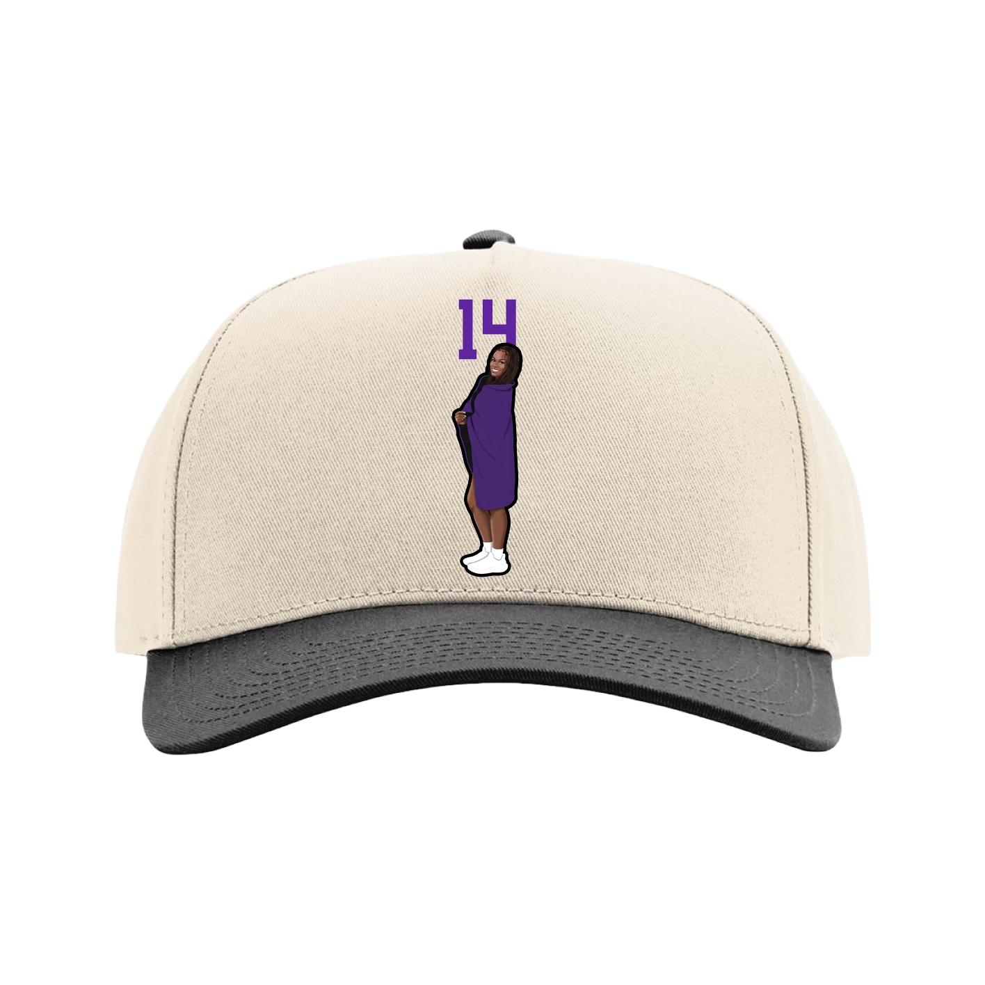 Full Fabric Five-Panel Champ Cap — Number Top in Cream/Black