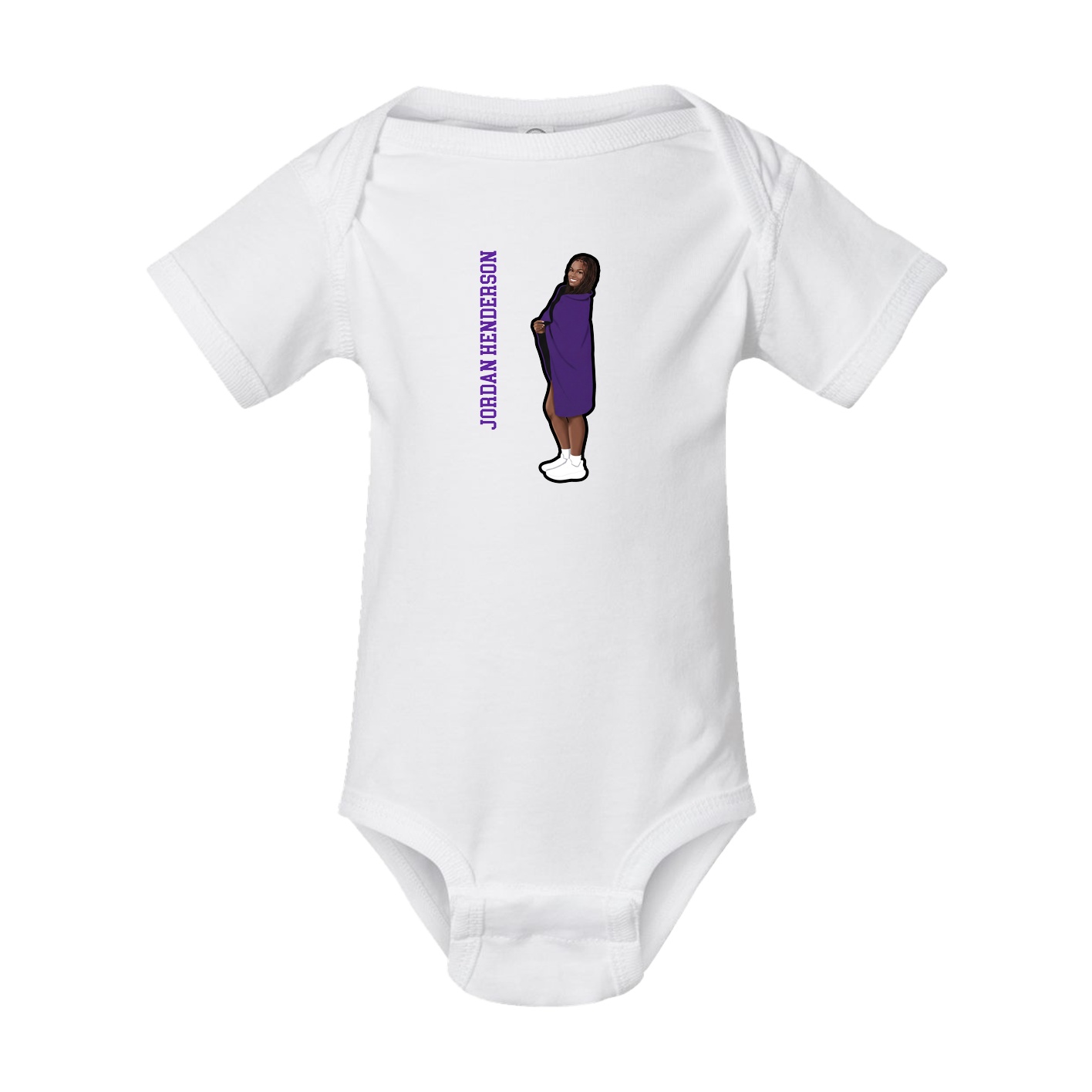 Baby Onesie — Name Vertical in White