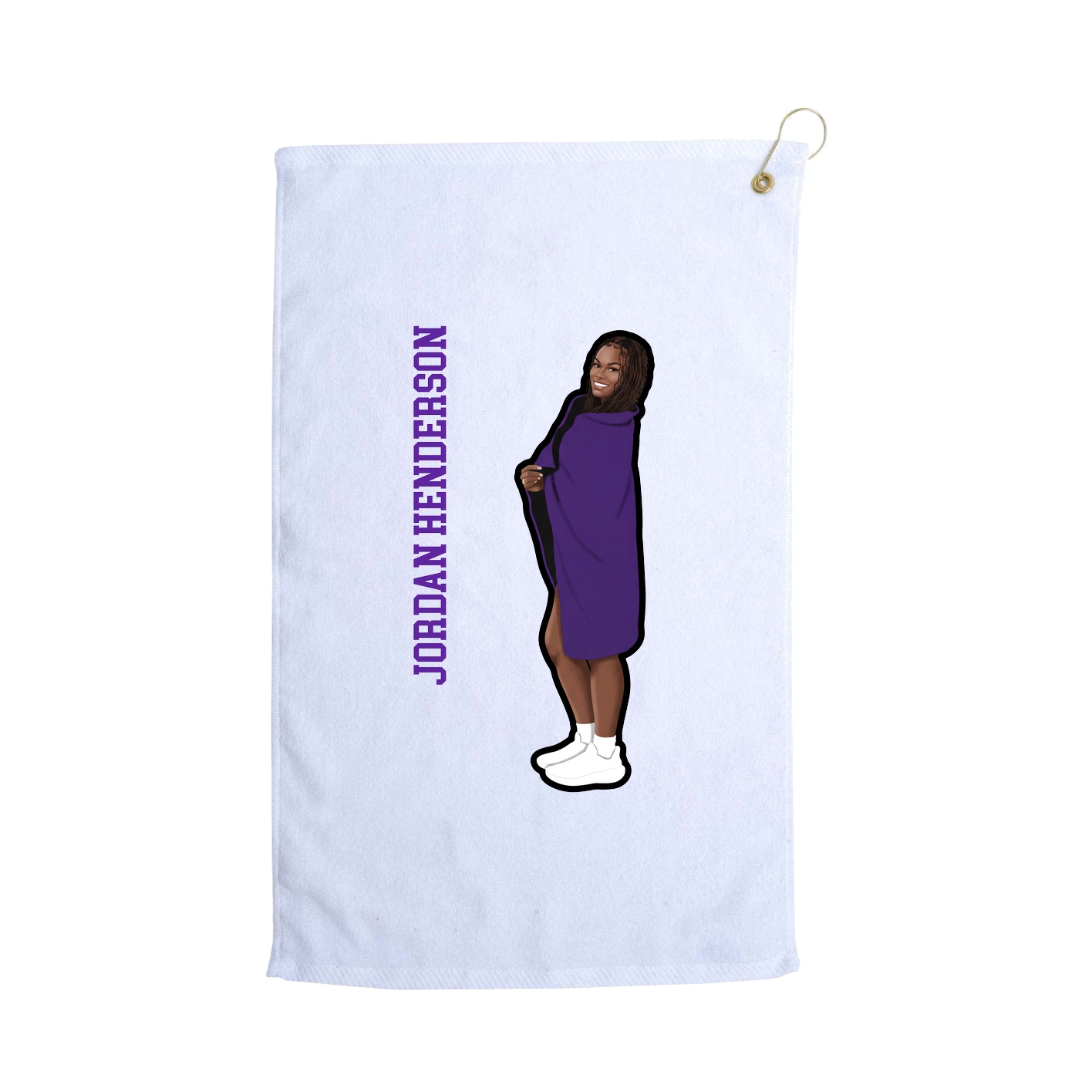 Golf Towel — Name Vertical in White