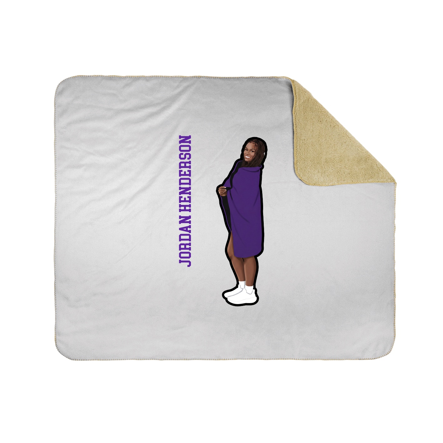 Throw Blanket — Name Vertical in White