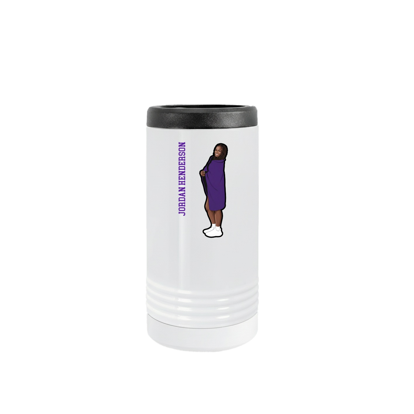 Slim Beverage Holder — Name Vertical in White