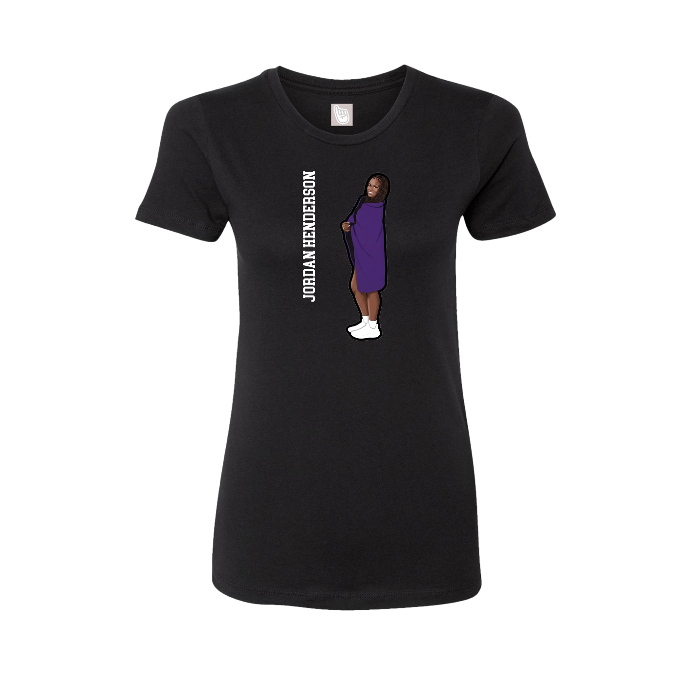 Womens Tee — Name Vertical in Black