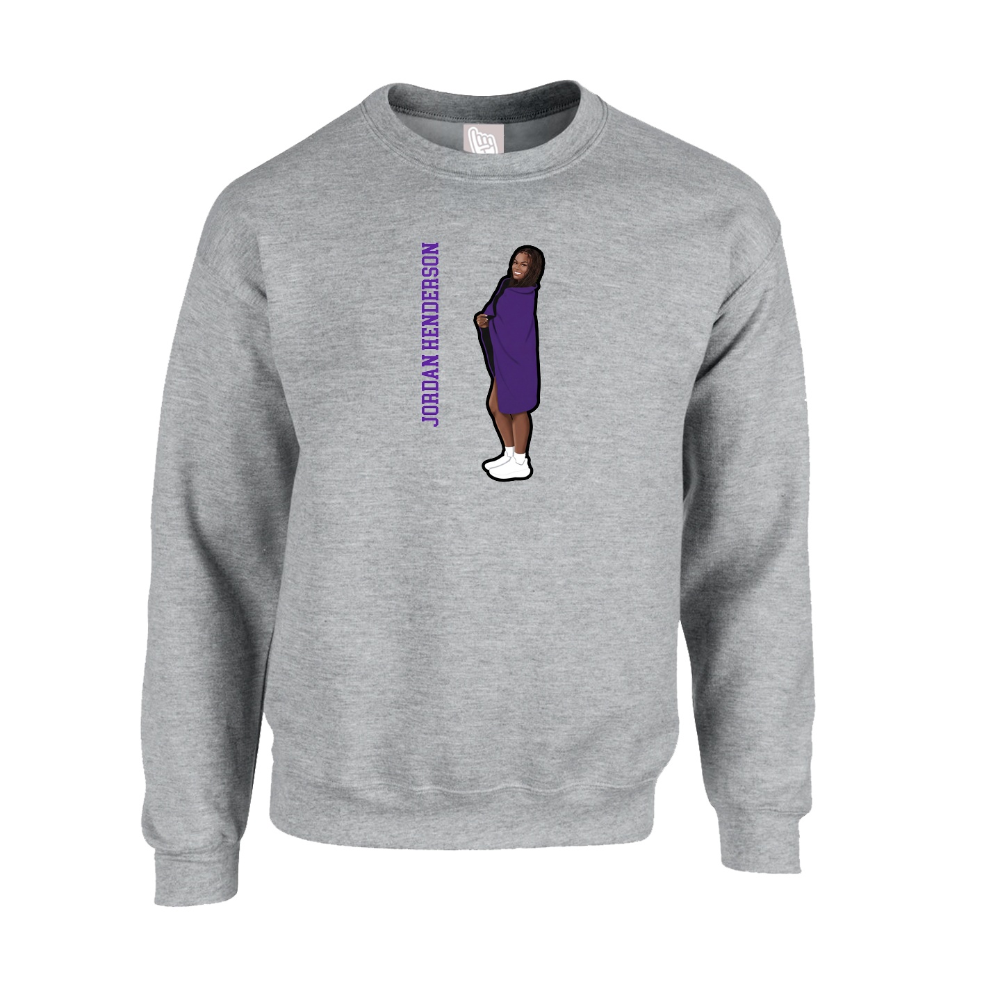 Fleece Crew — Name Vertical in Grey