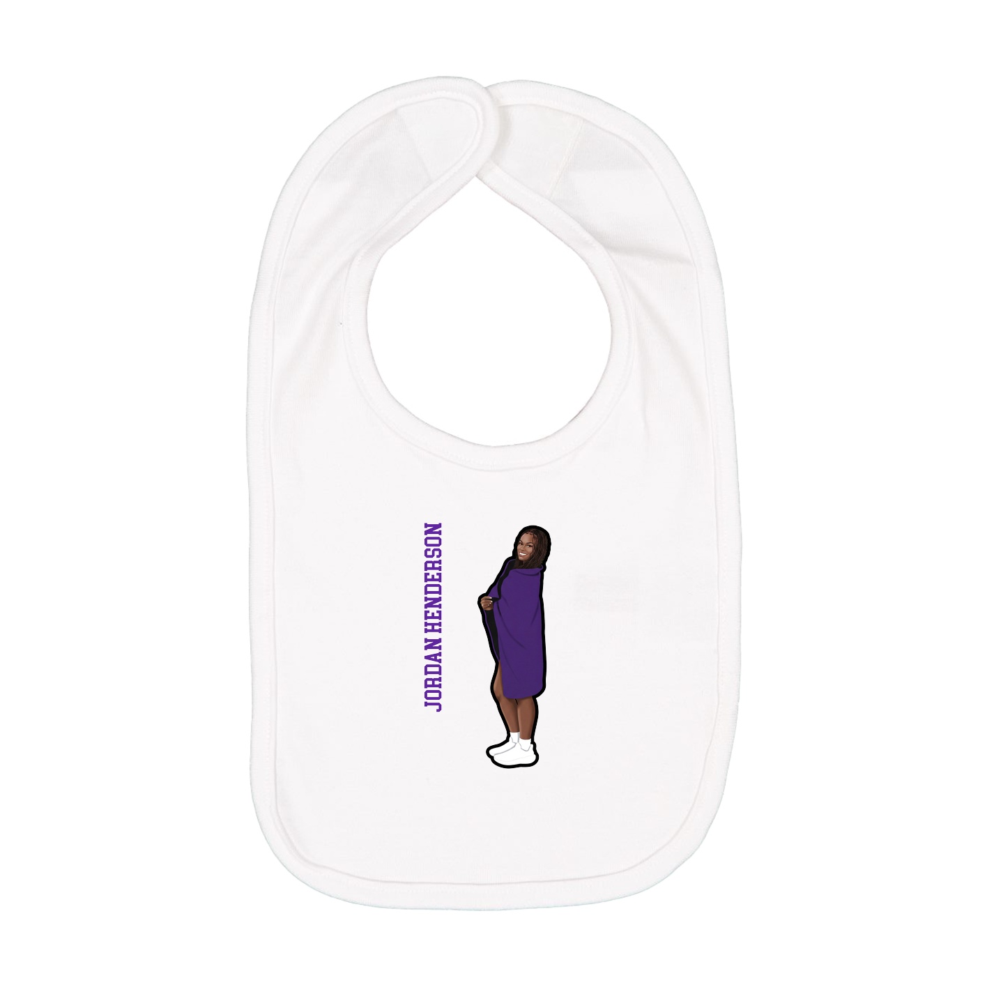 Infant Bib — Name Vertical in White