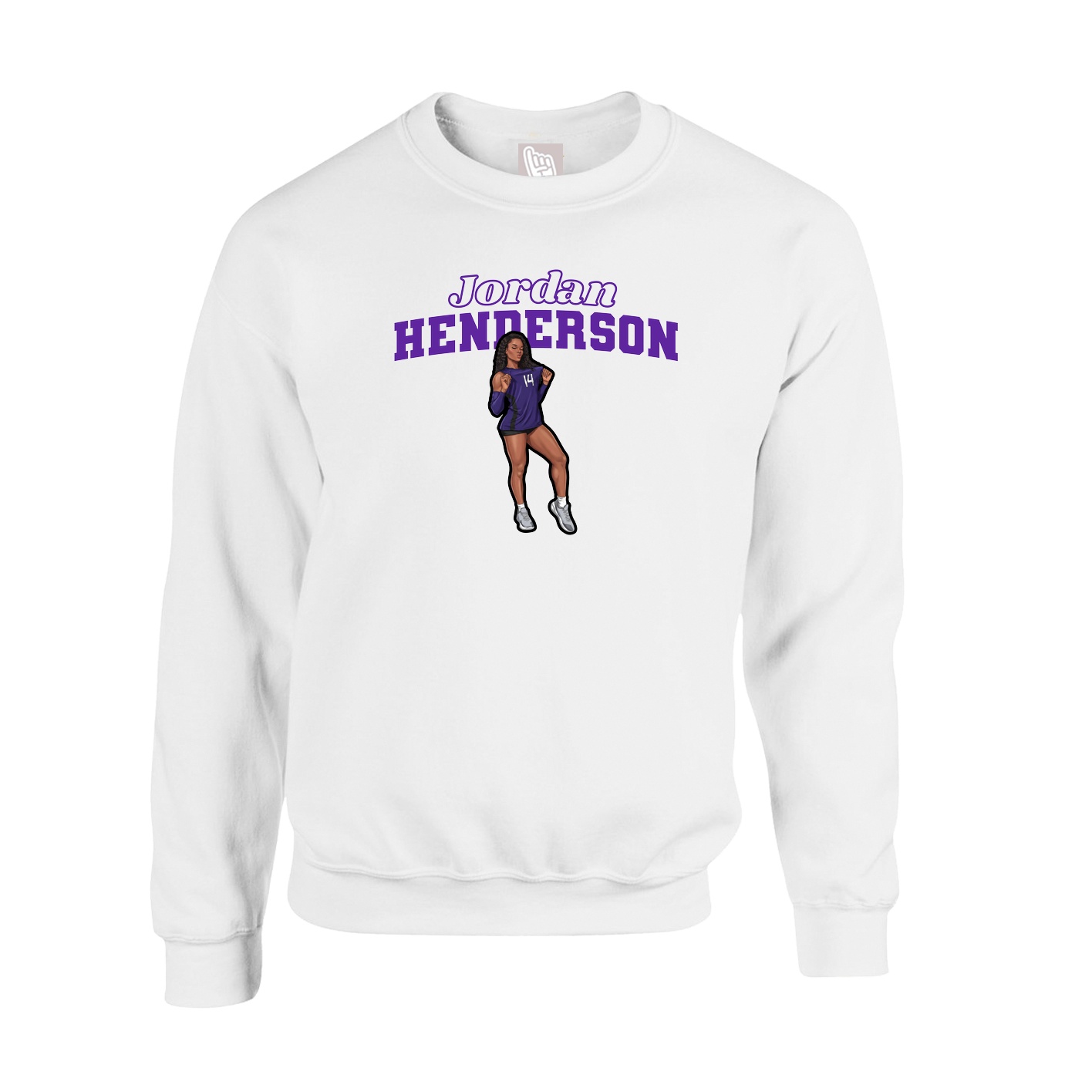 Fleece Crew — Name Arch in White
