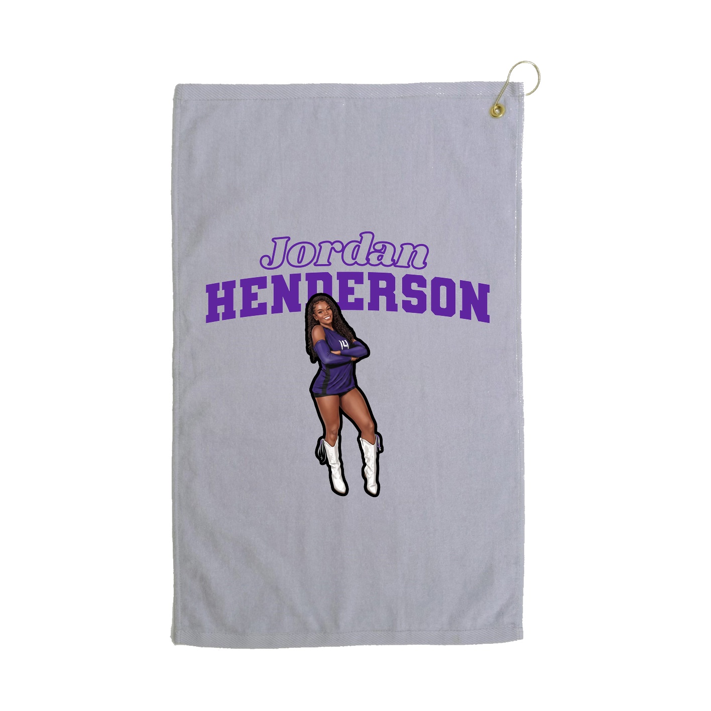 Golf Towel — Name Arch in Grey