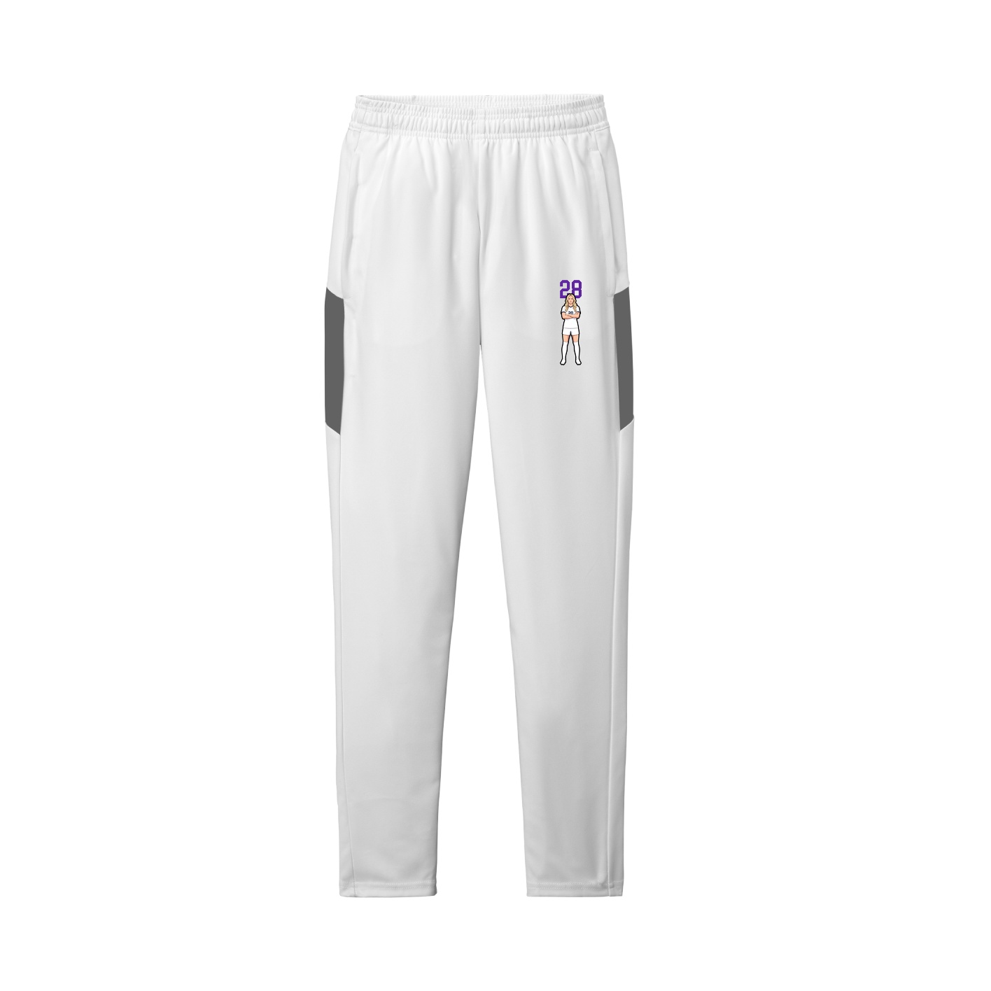 Team Travel Pant — Number Top in White/Grey