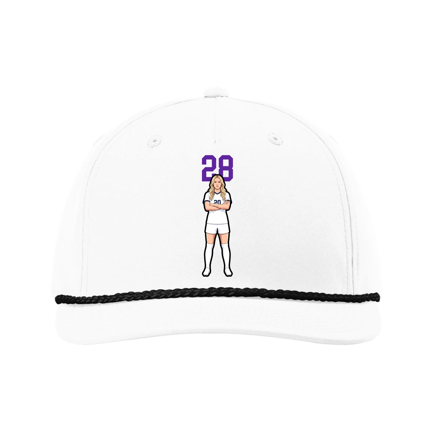 Five-Panel Classic Rope Cap — Number Top in White