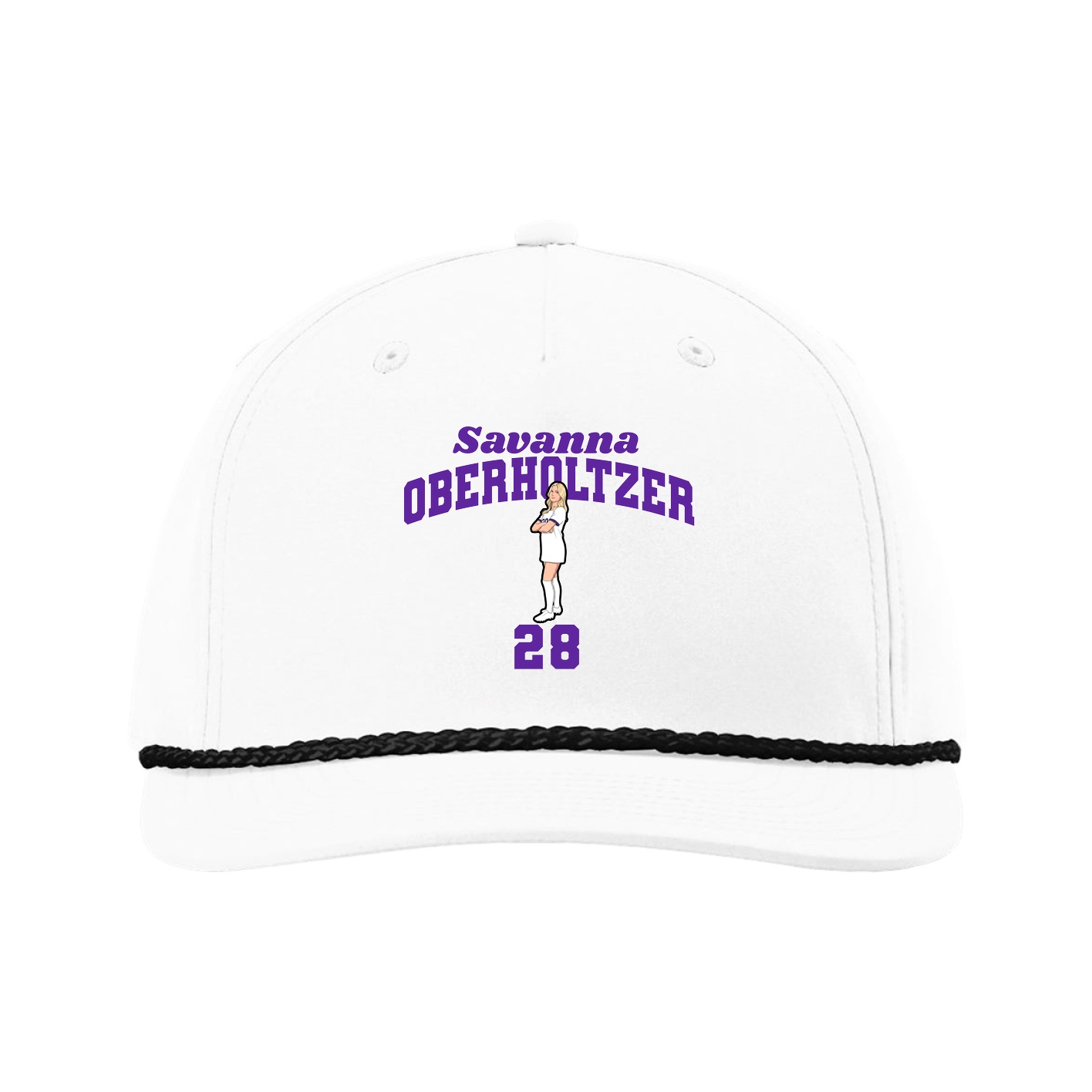Five-Panel Classic Rope Cap — Signature Arch in White
