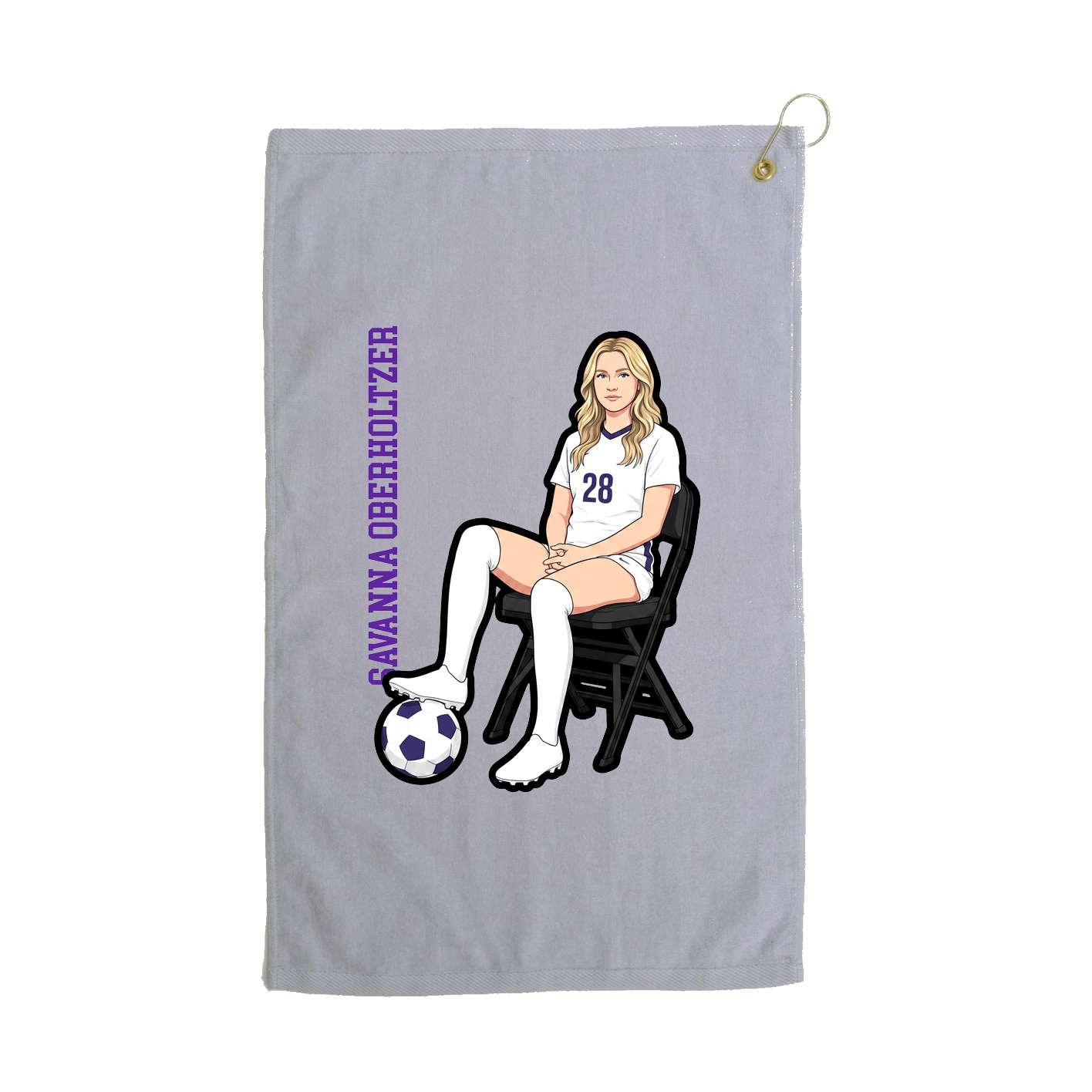 Golf Towel — Name Vertical in Grey