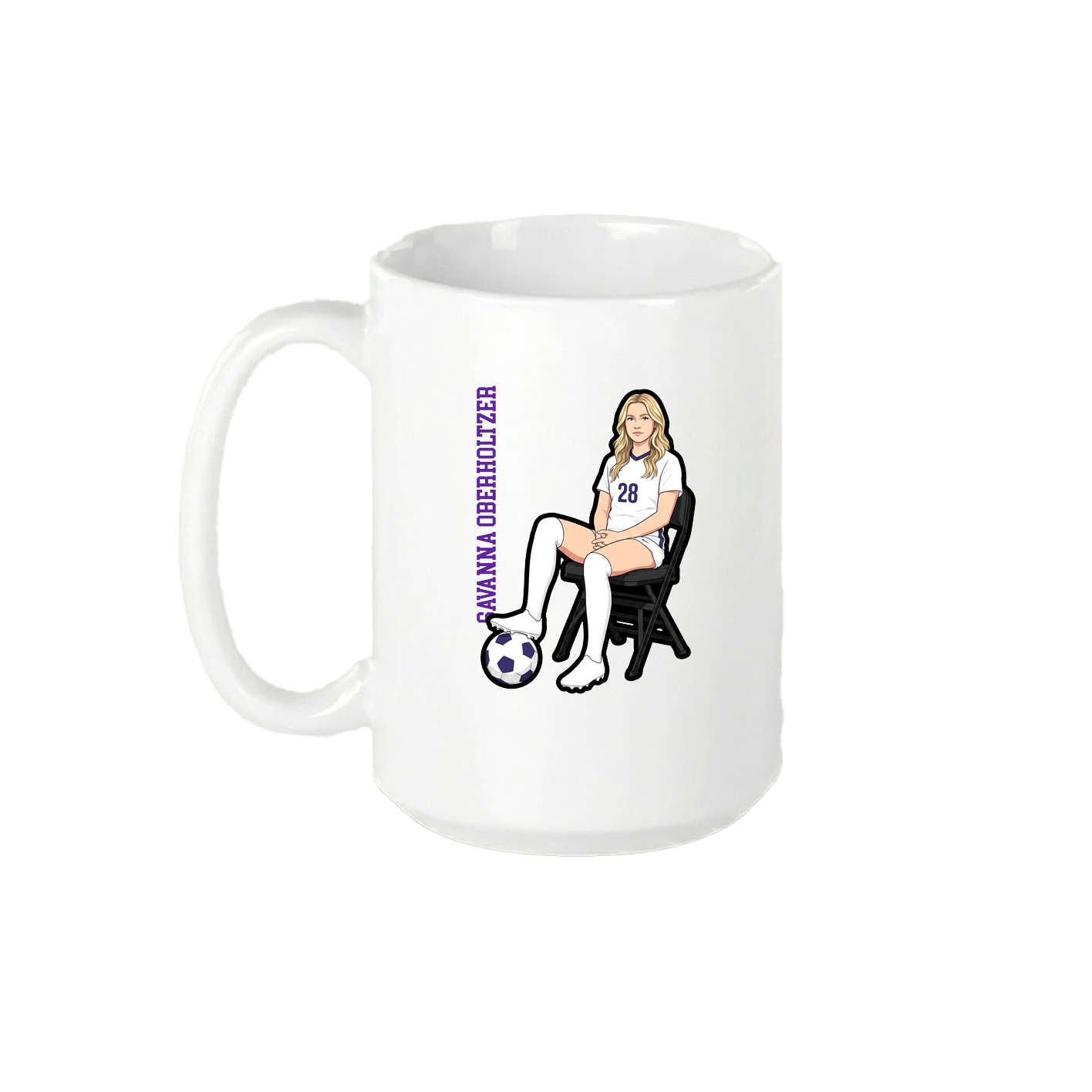 15oz Coffee Mug — Name Vertical in White