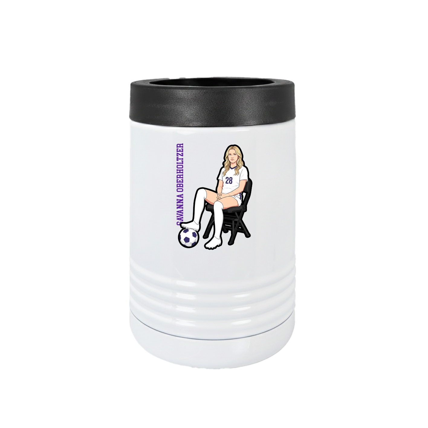 Beverage Holder — Name Vertical in White