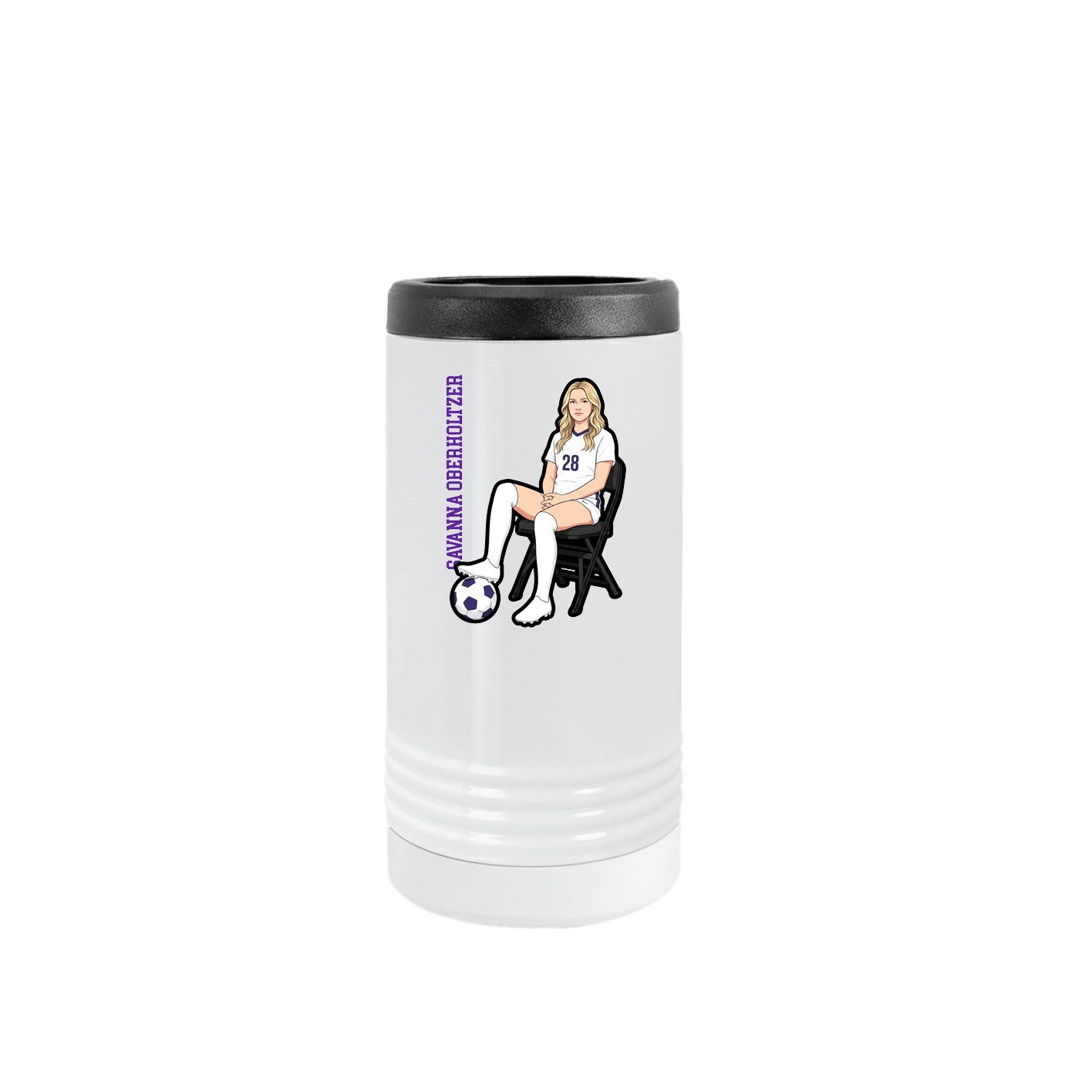 Slim Beverage Holder — Name Vertical in White