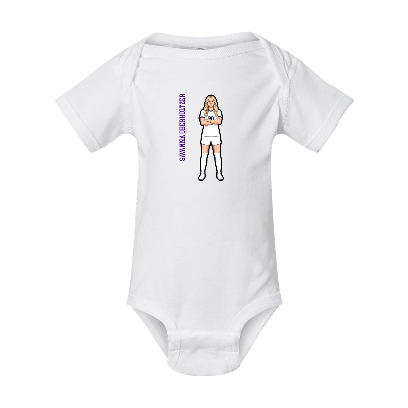 Baby Onesie — Name Vertical in White