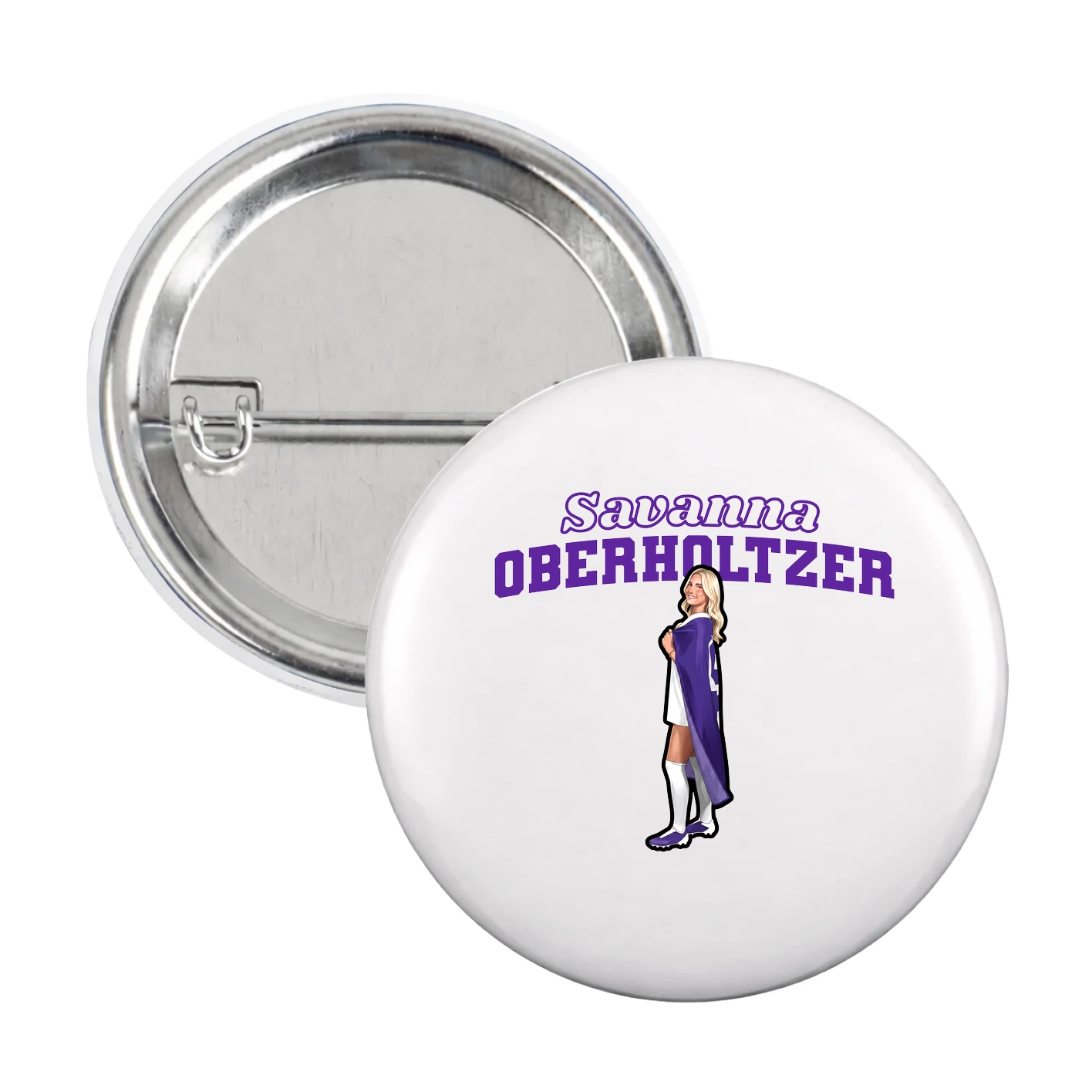 Game Day Button — Name Arch in White